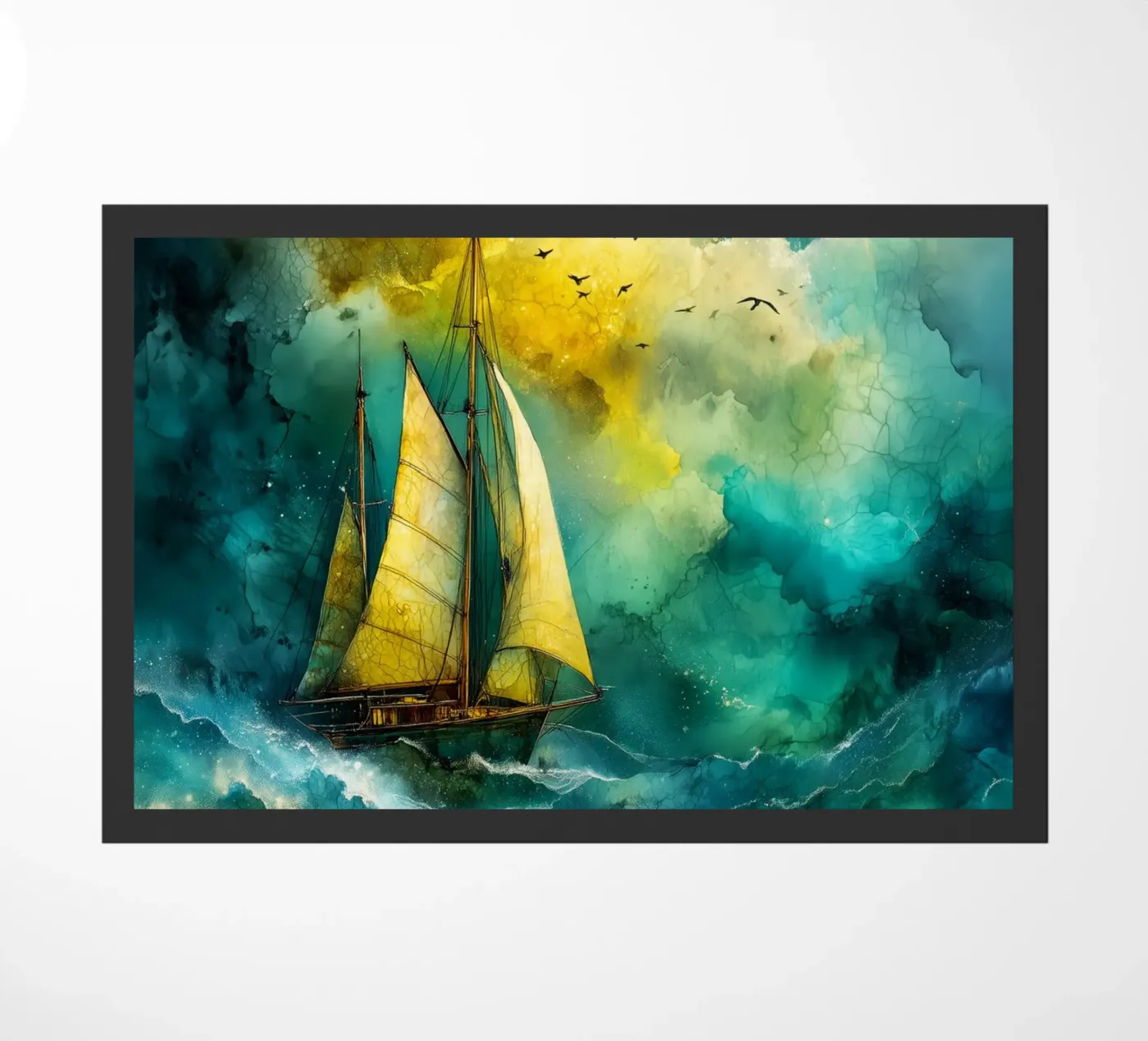 Sailing boat doormat by Justyna Jaszke JBJart
