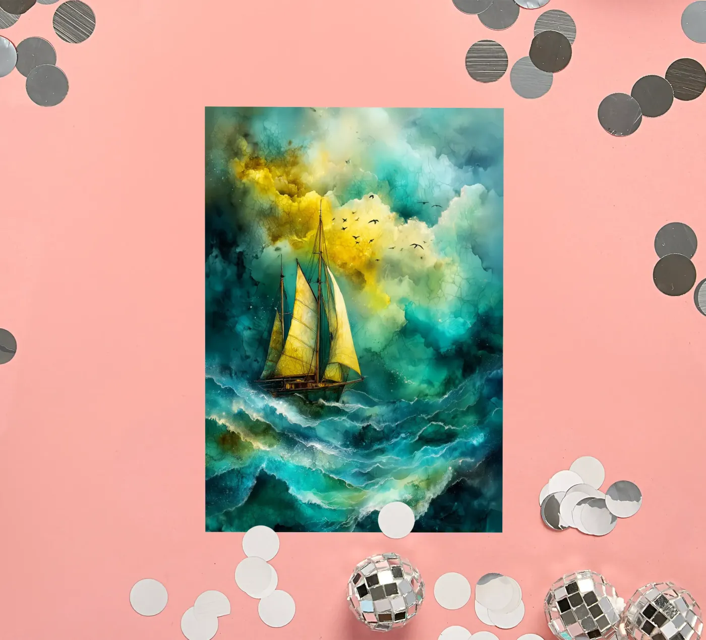 Sailing boat sticker van Justyna Jaszke JBJart