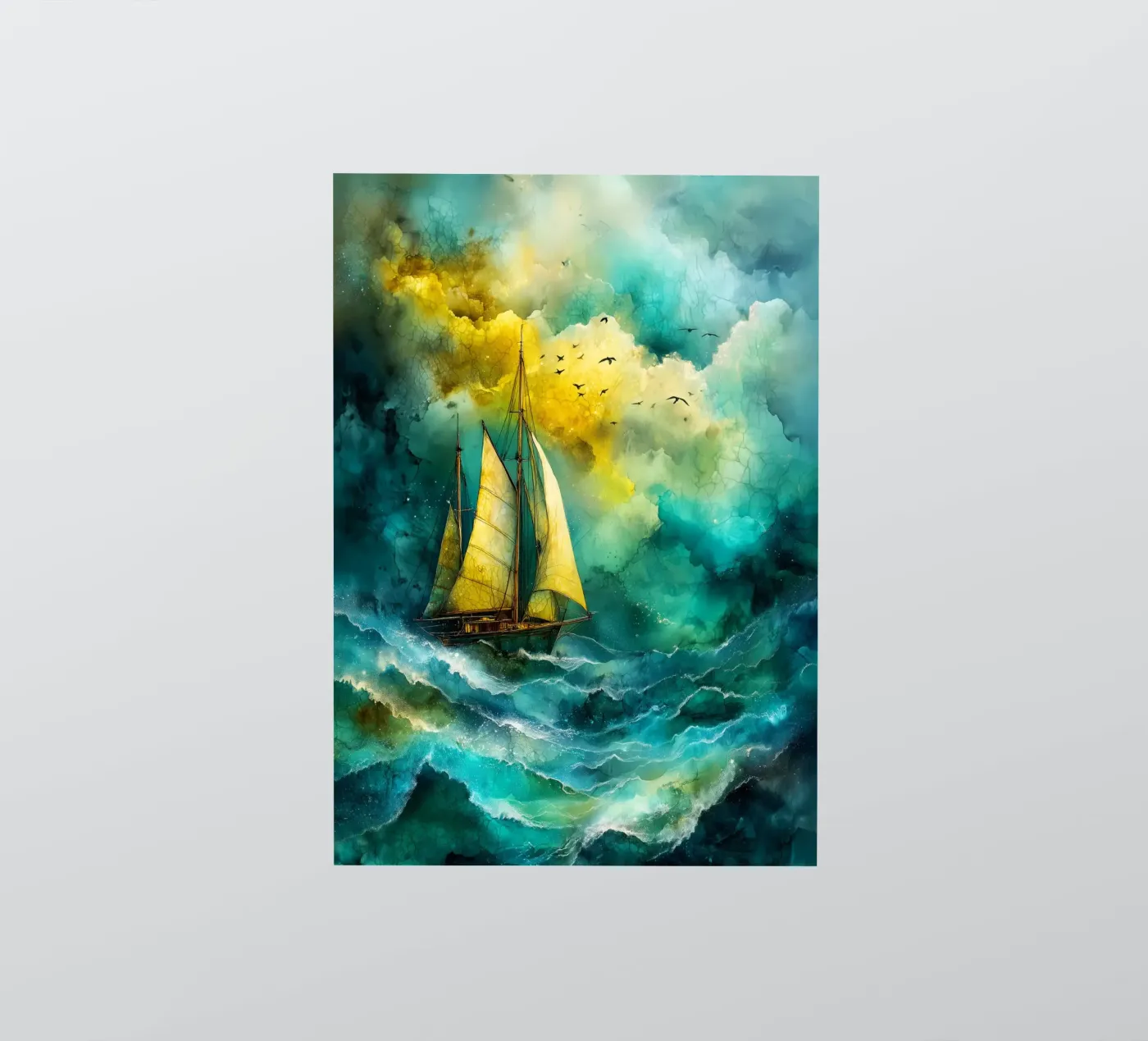 Sailing boat sticker van Justyna Jaszke JBJart
