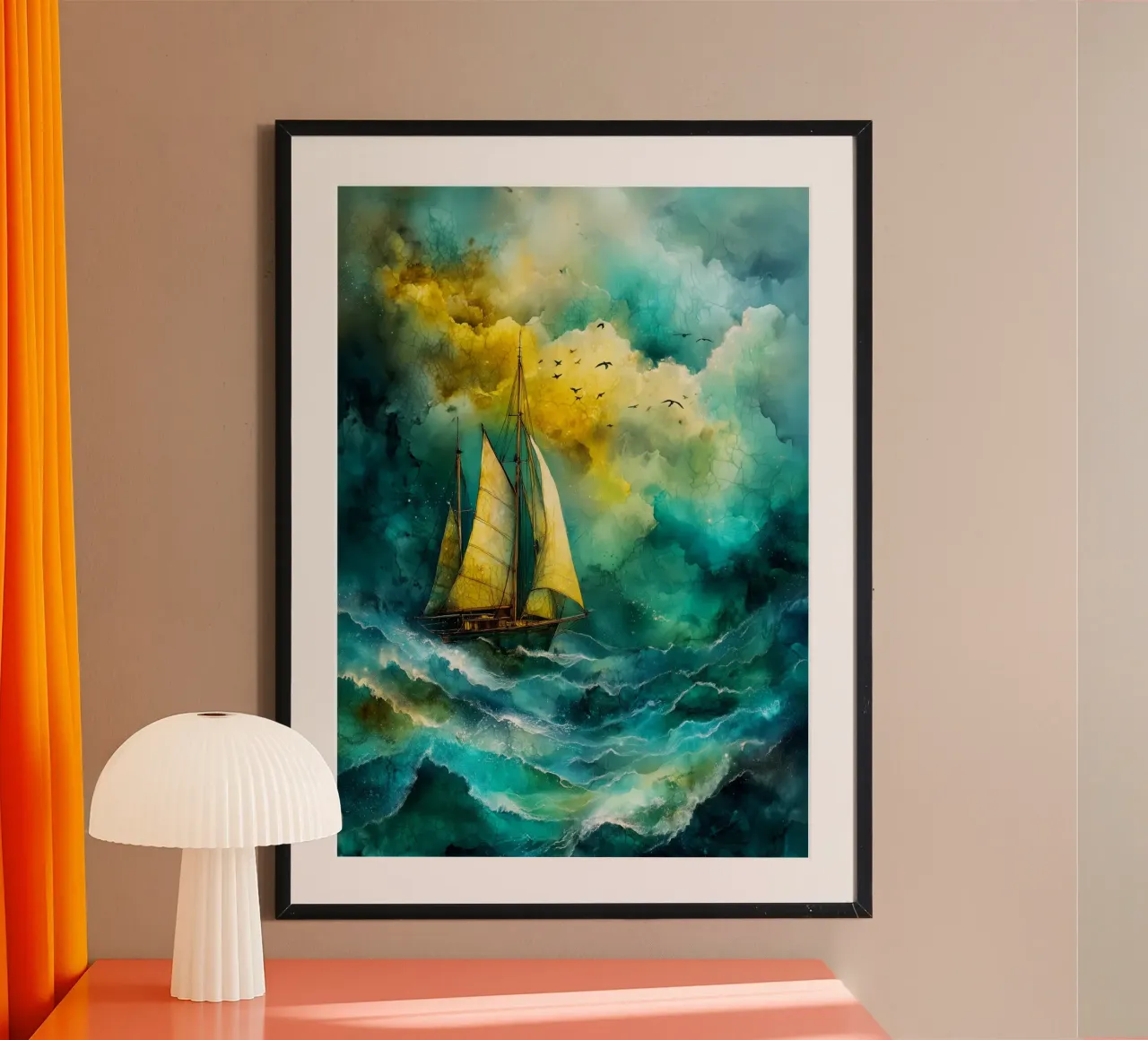 Sailing boat hahnemühle by Justyna Jaszke JBJart