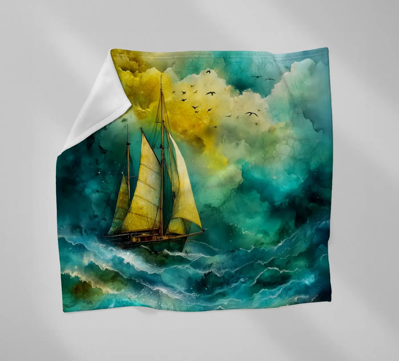 Sailing boat fleecedeken van Justyna Jaszke JBJart