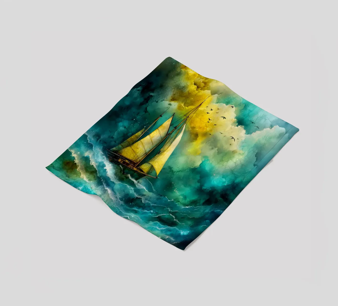 Sailing boat fleecedeken van Justyna Jaszke JBJart