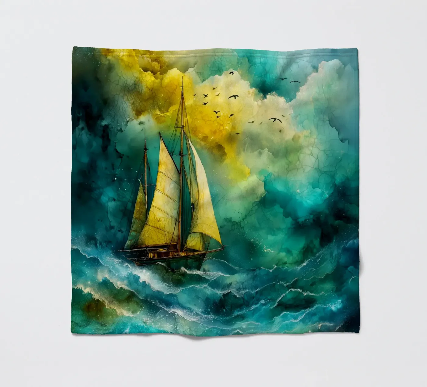 Sailing boat fleecedeken van Justyna Jaszke JBJart