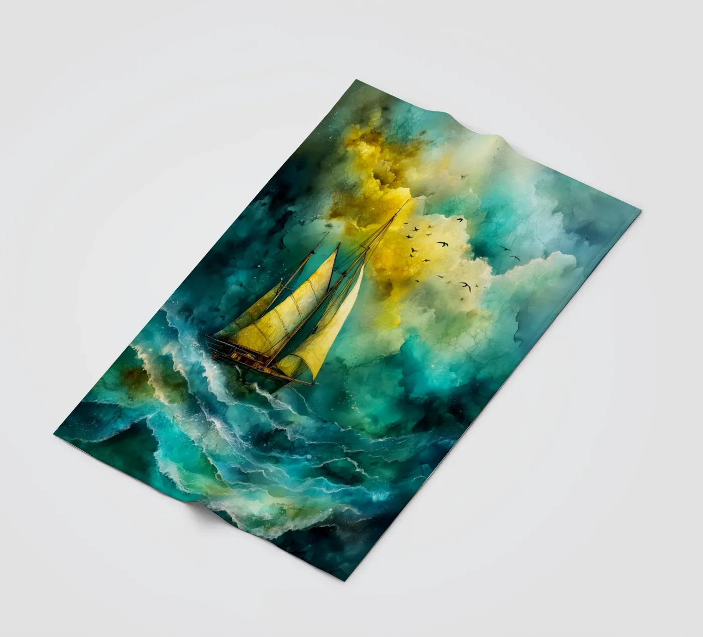 Sailing boat fleecedeken van Justyna Jaszke JBJart