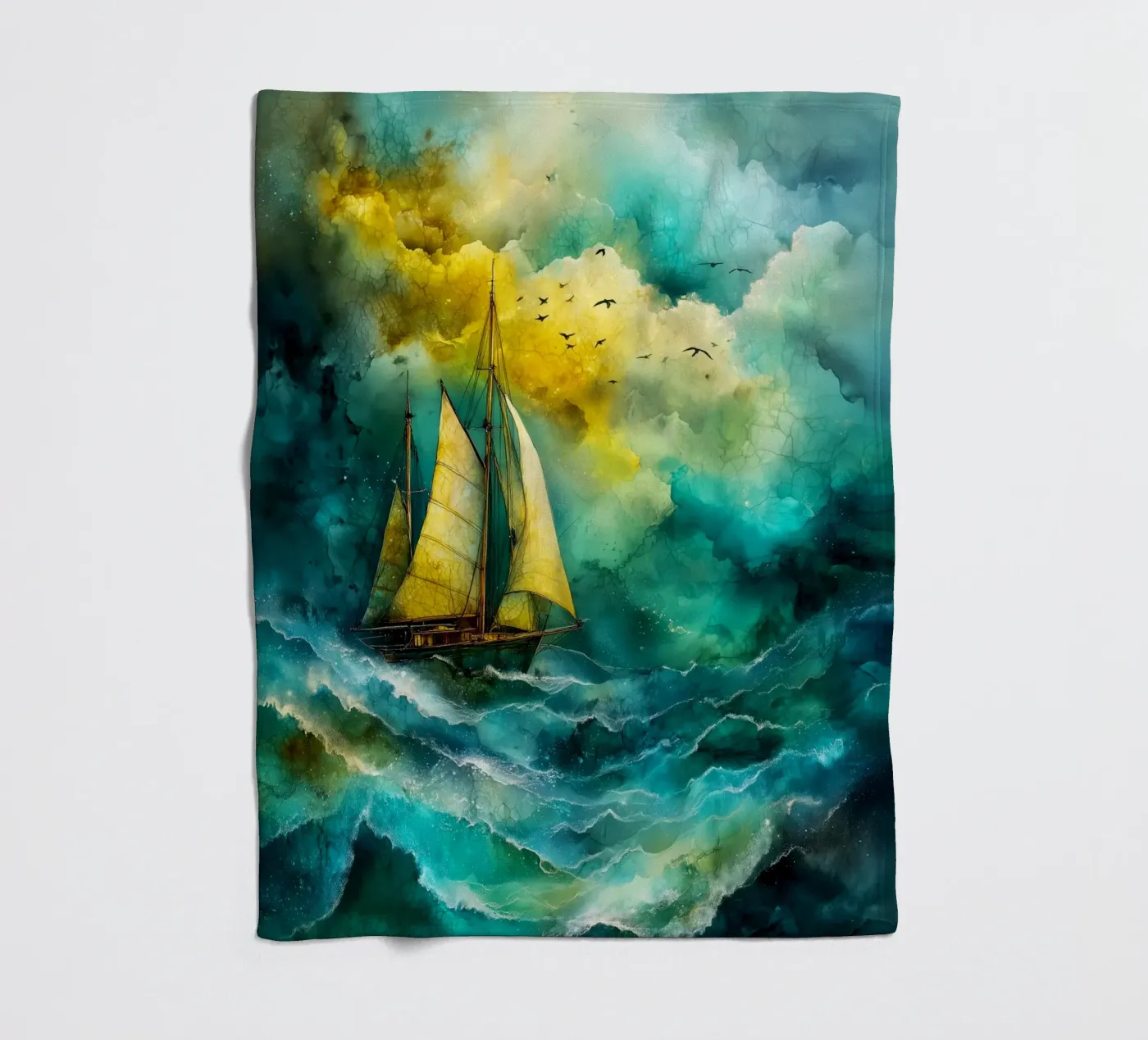 Sailing boat fleecedeken van Justyna Jaszke JBJart