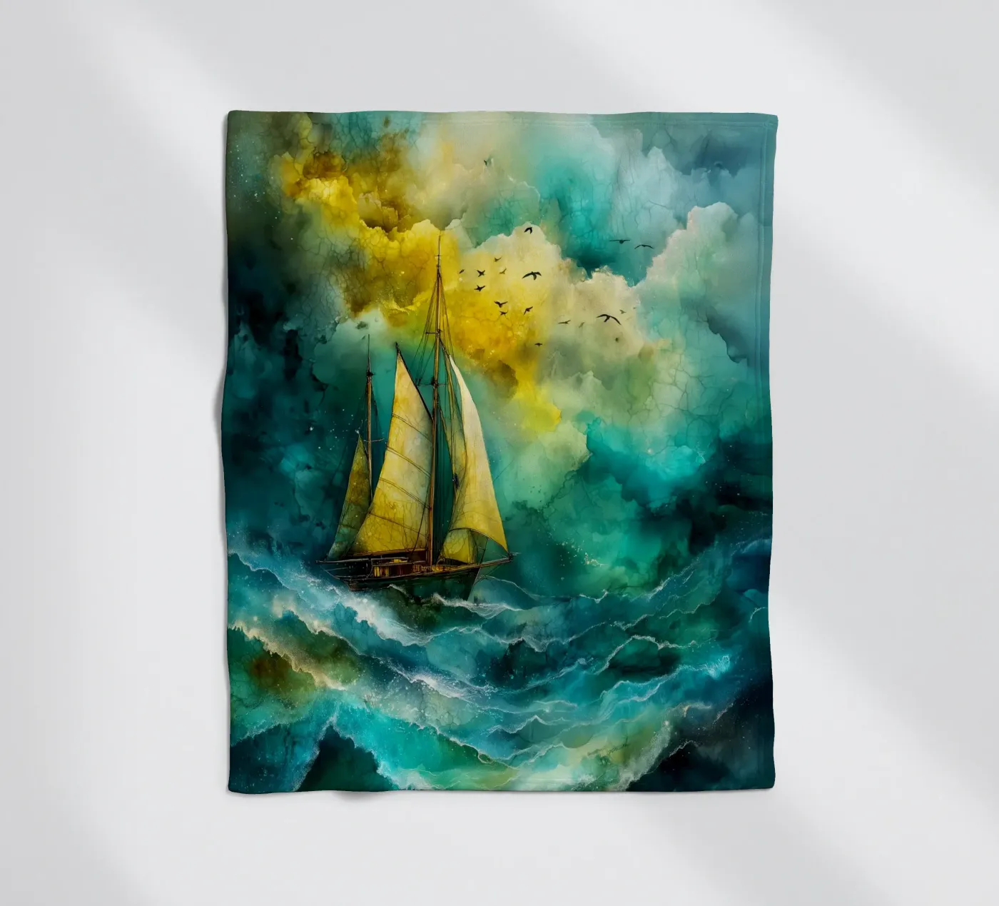 Sailing boat fleecedeken van Justyna Jaszke JBJart