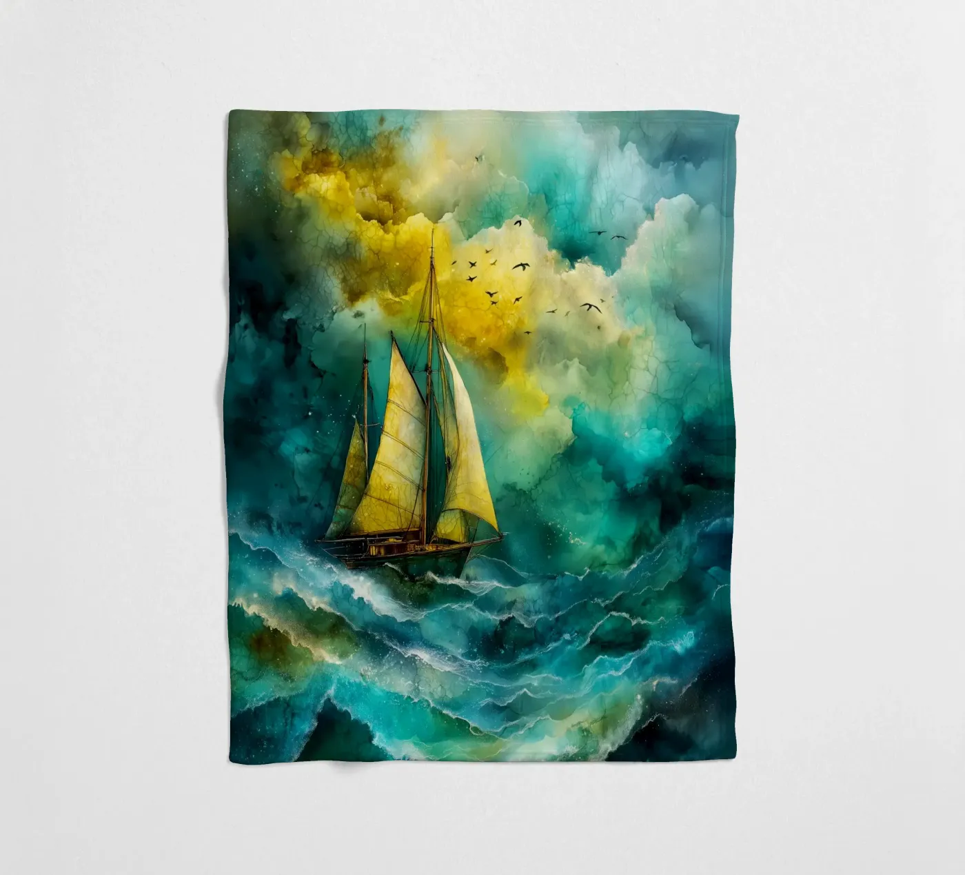 Sailing boat fleecedeken van Justyna Jaszke JBJart