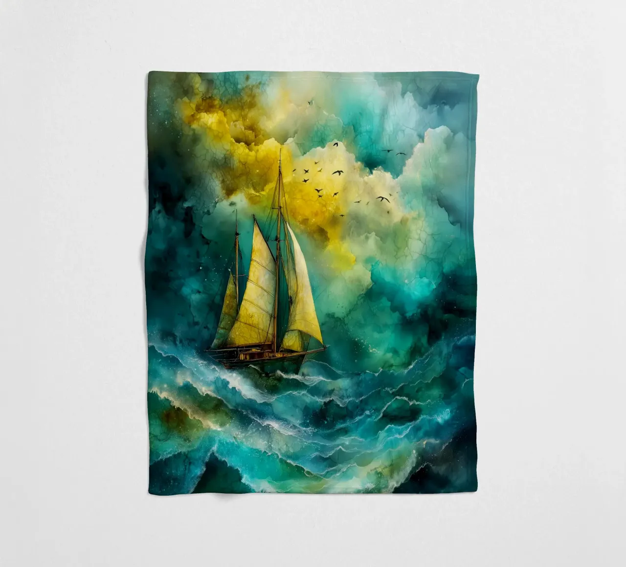 Zeilboot fleecedeken van Justyna Jaszke JBJart