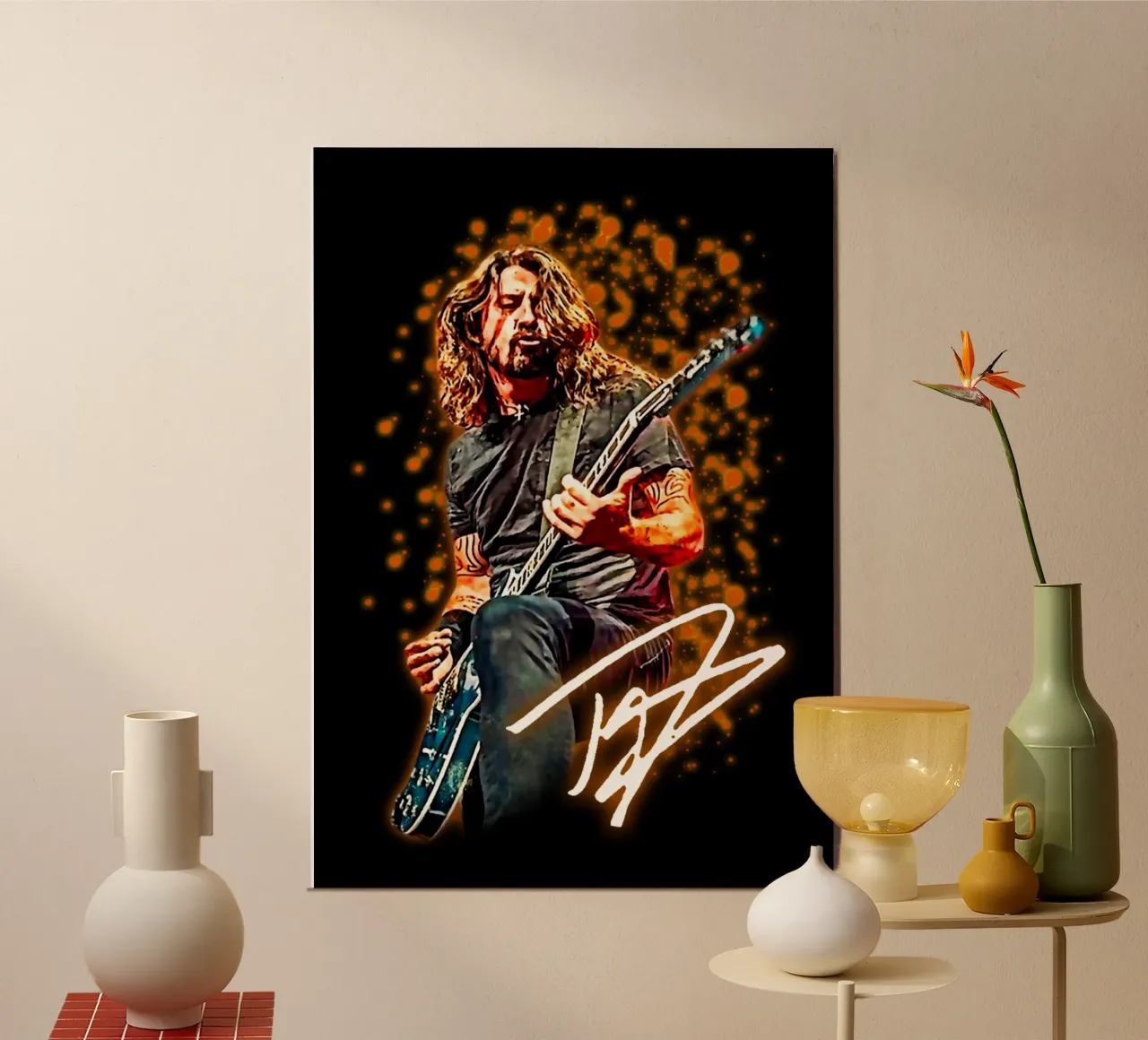Firma d'epoca Dave Grohl poster con telaio in legno da https://www.juniqe.com/uk/shop/Henndraws