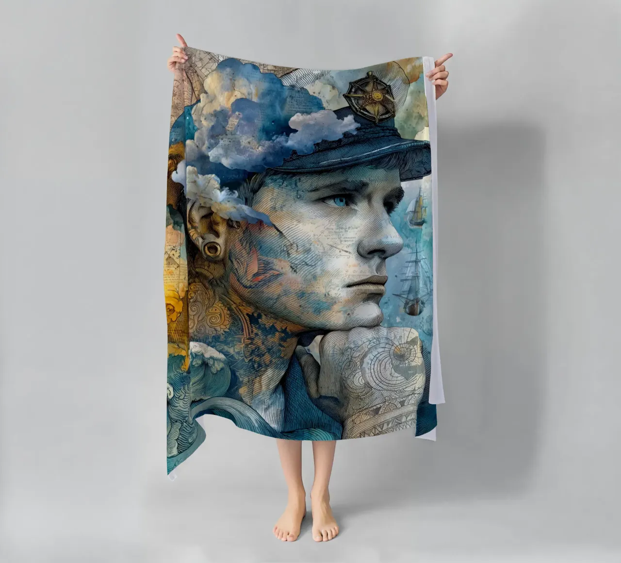 Captain beach towel by Justyna Jaszke JBJart