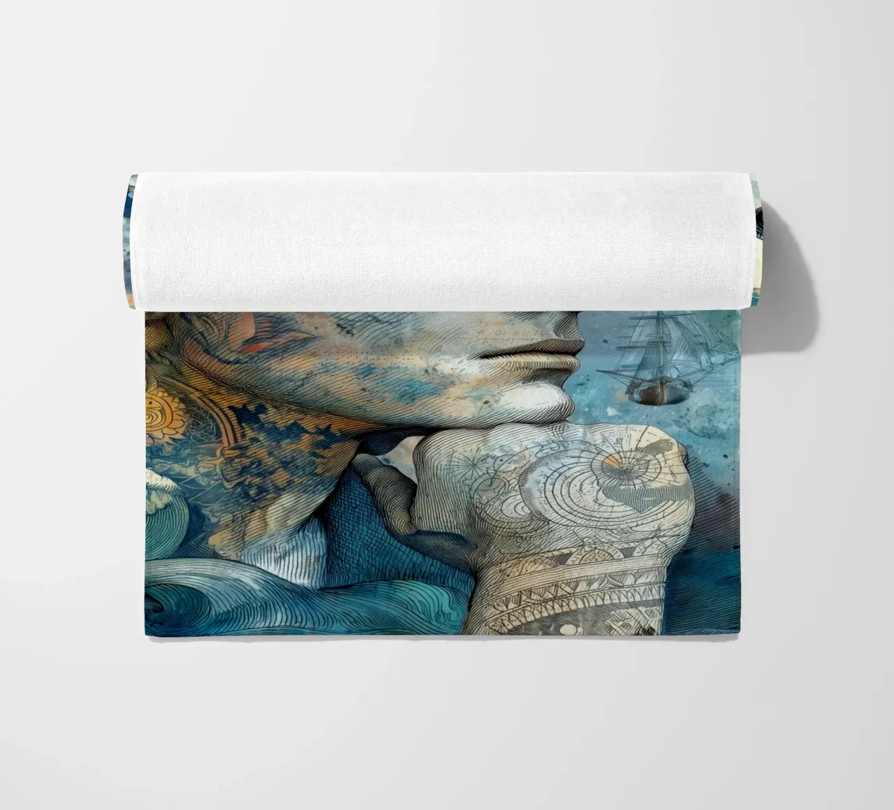Captain beach towel by Justyna Jaszke JBJart