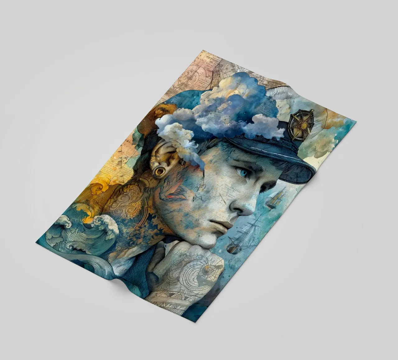 Captain beach towel by Justyna Jaszke JBJart