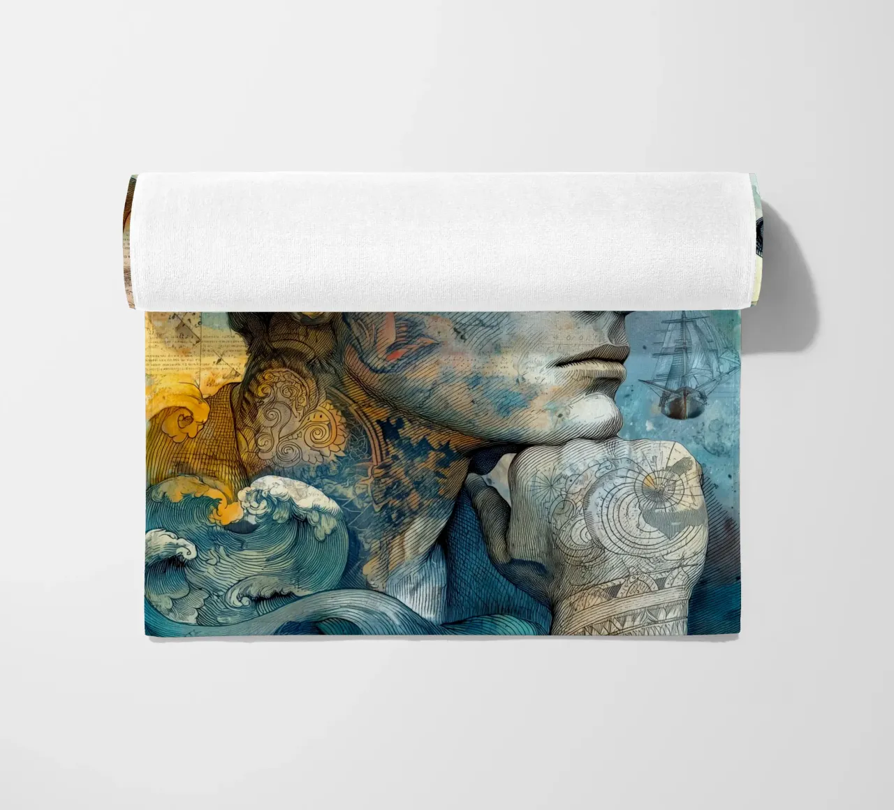 Captain beach towel by Justyna Jaszke JBJart