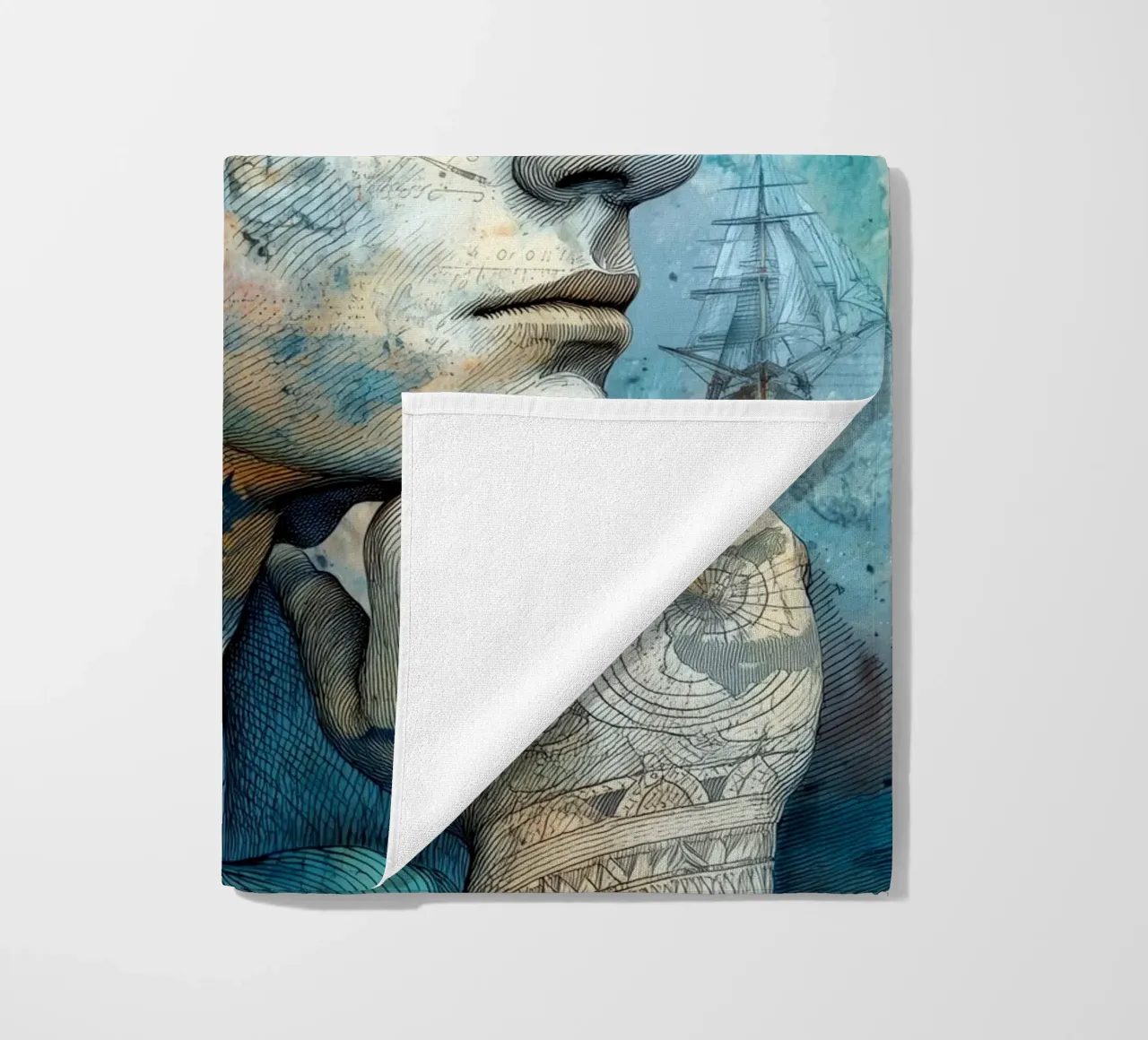 Captain beach towel by Justyna Jaszke JBJart