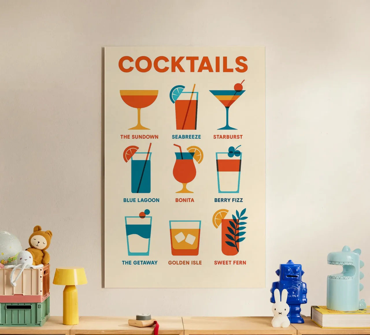 COCKTAILS - Das minimalistische Plakat mit traumhaften Namen Acryl-Glas von Boissons - Affiches & posters - Retro