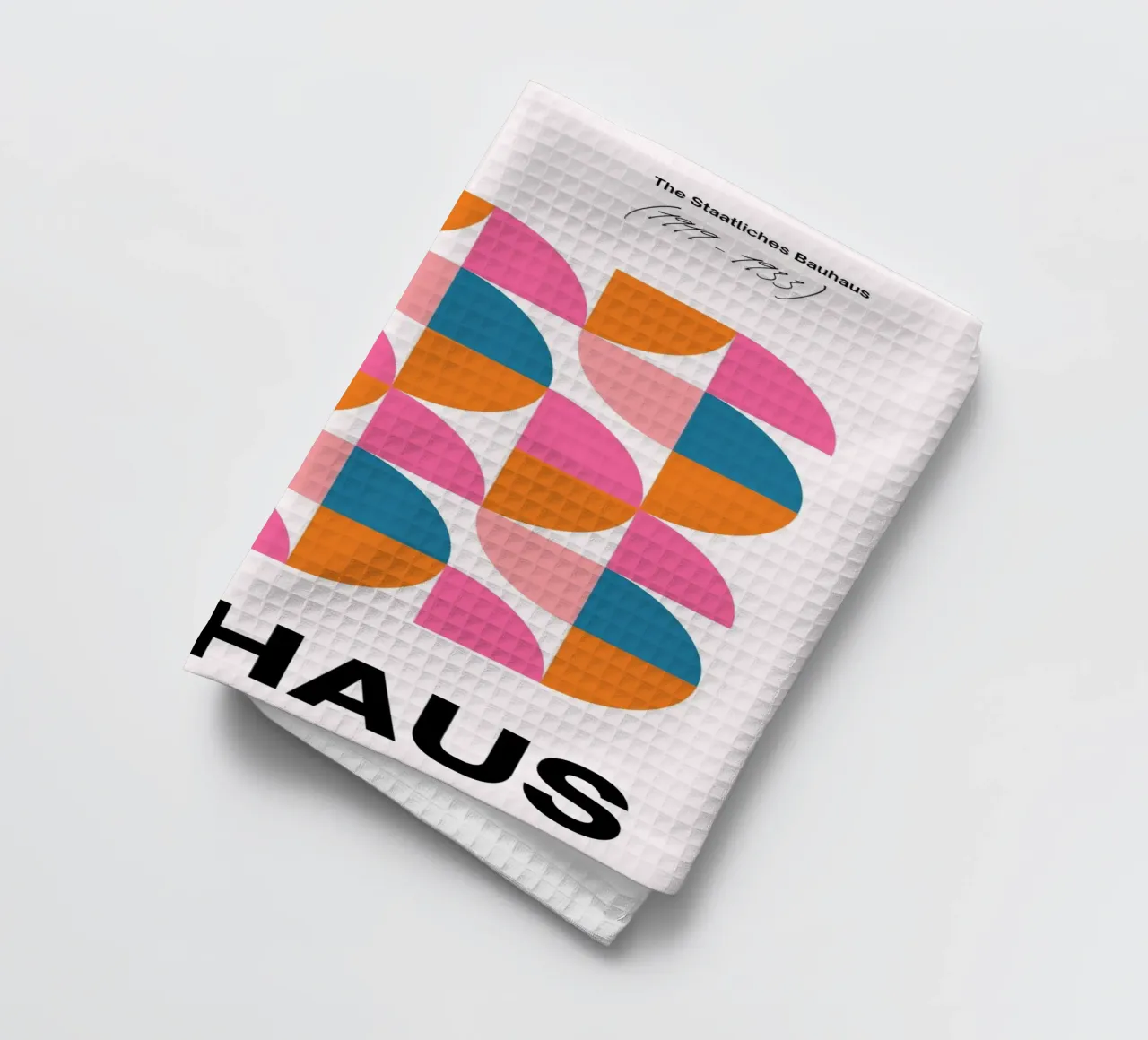 Bauhaus poster - geometry & colours in a retro look tea towel by Casa Calm