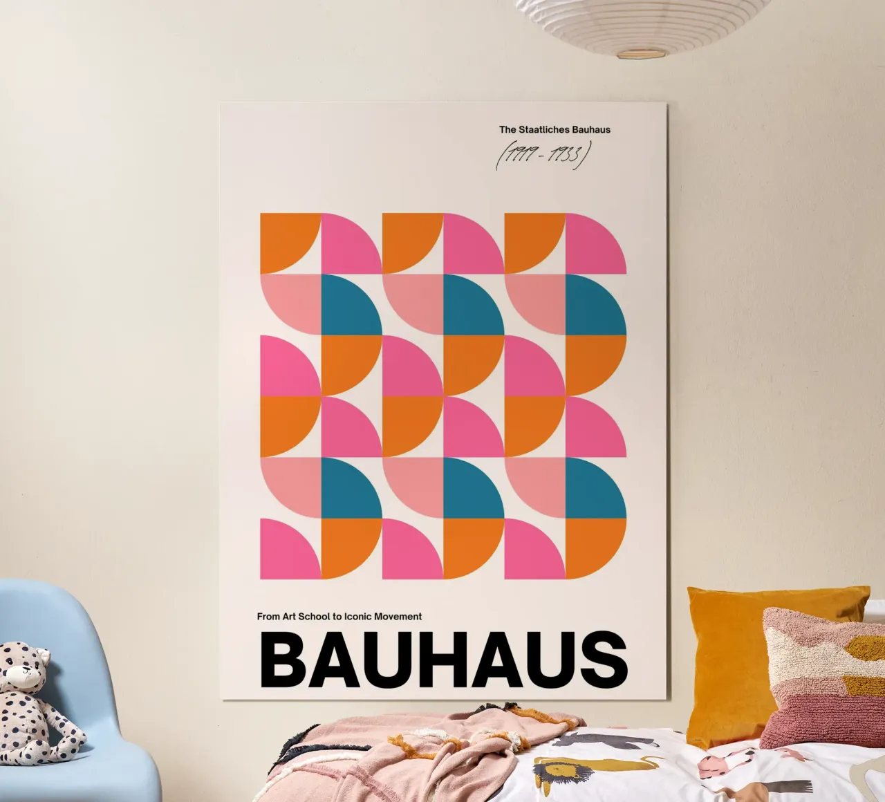 Poster Bauhaus - geometria e colori in stile retrò carta hahnemühle da Casa Calm