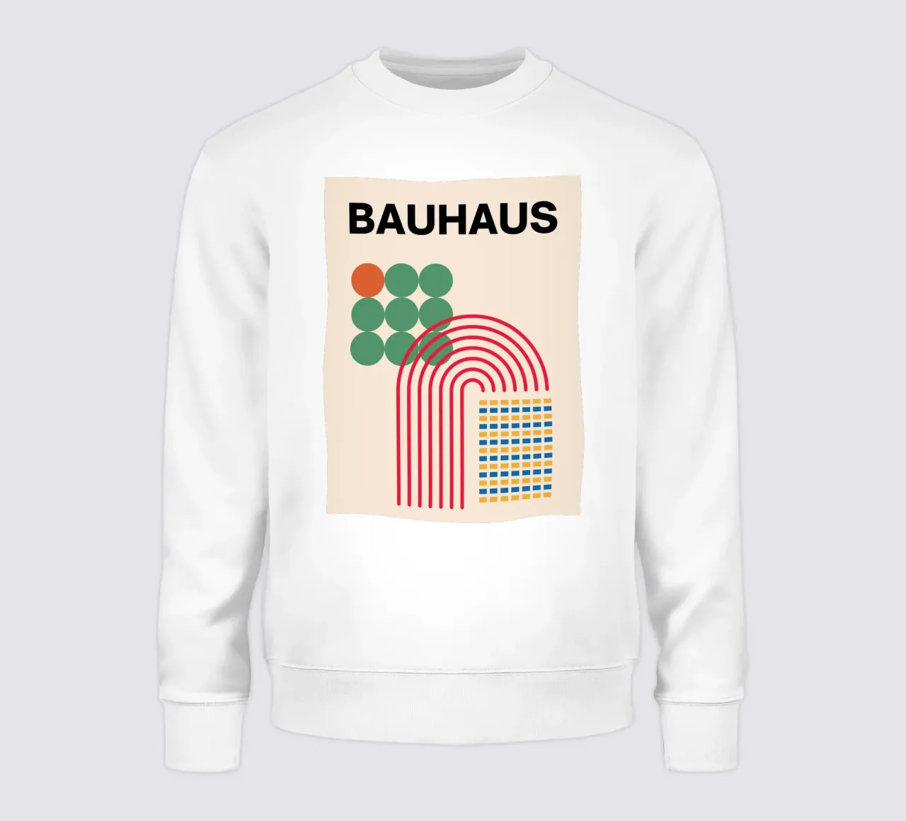 Bauhaus Poster - Grid design with circles and arcs sweatshirt by Casa Calm