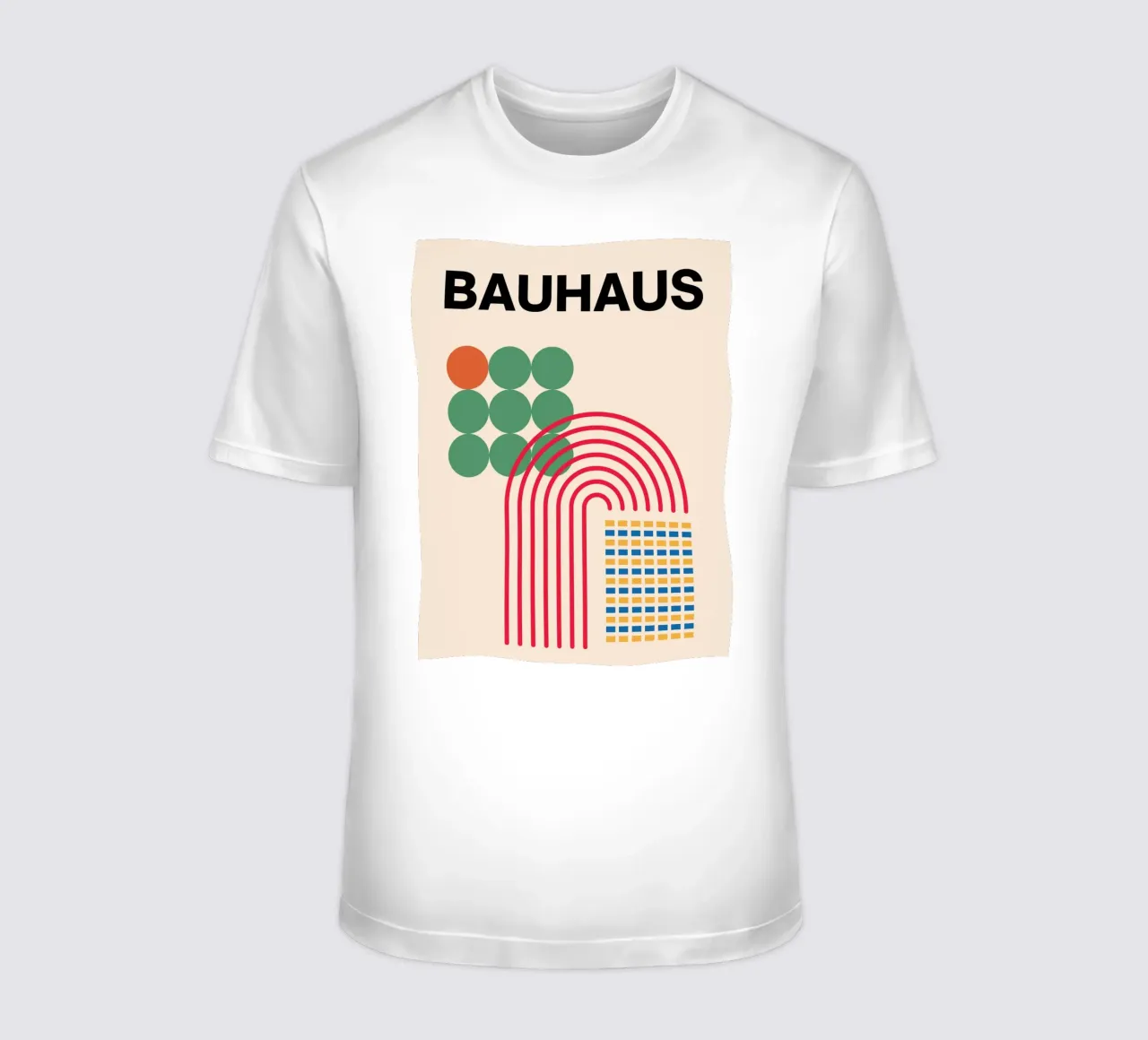 Bauhaus Poster - Grid design with circles and arcs t-shirt by Casa Calm
