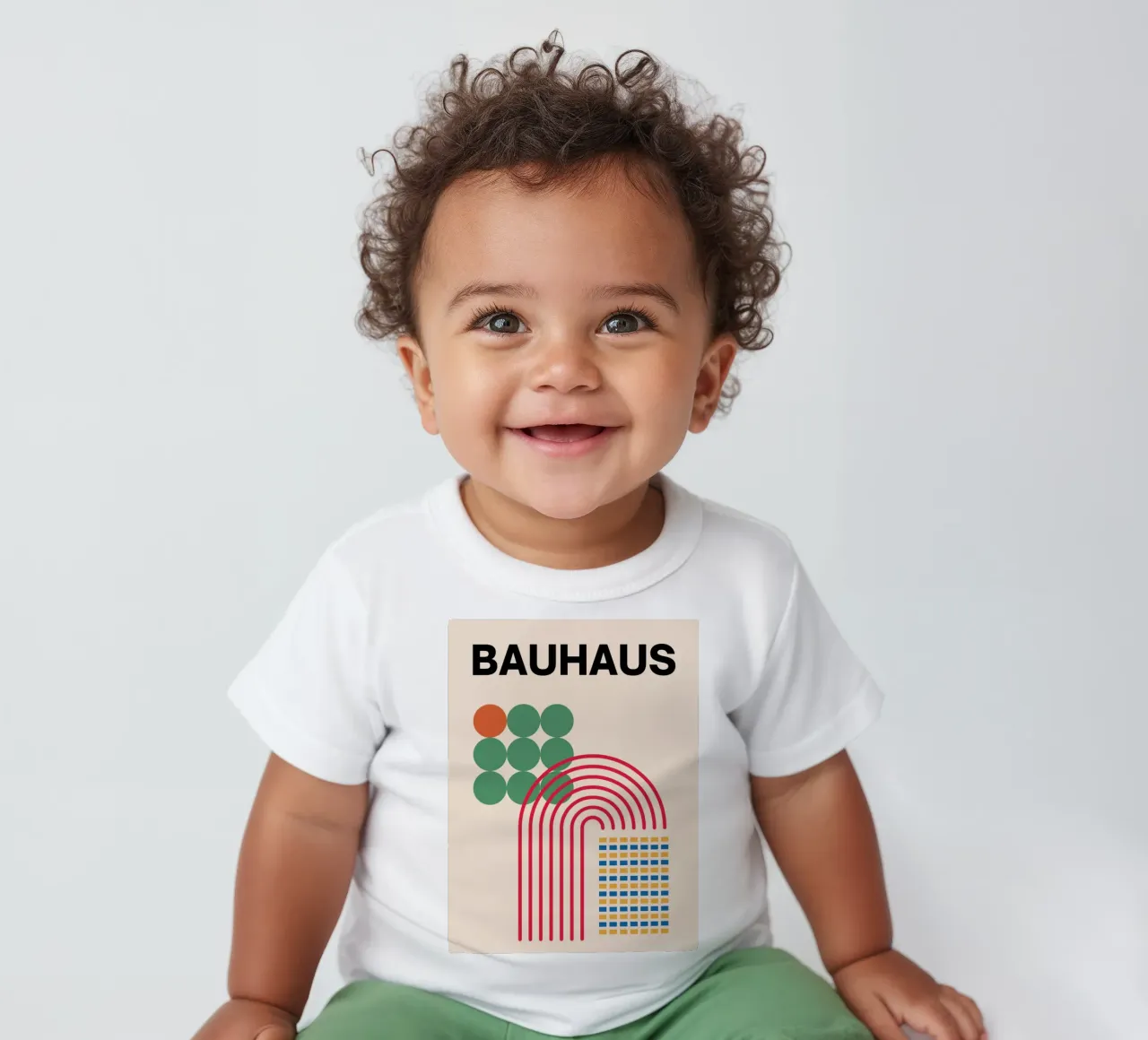 Bauhaus Poster - Grid design with circles and arcs baby t-shirt by Casa Calm