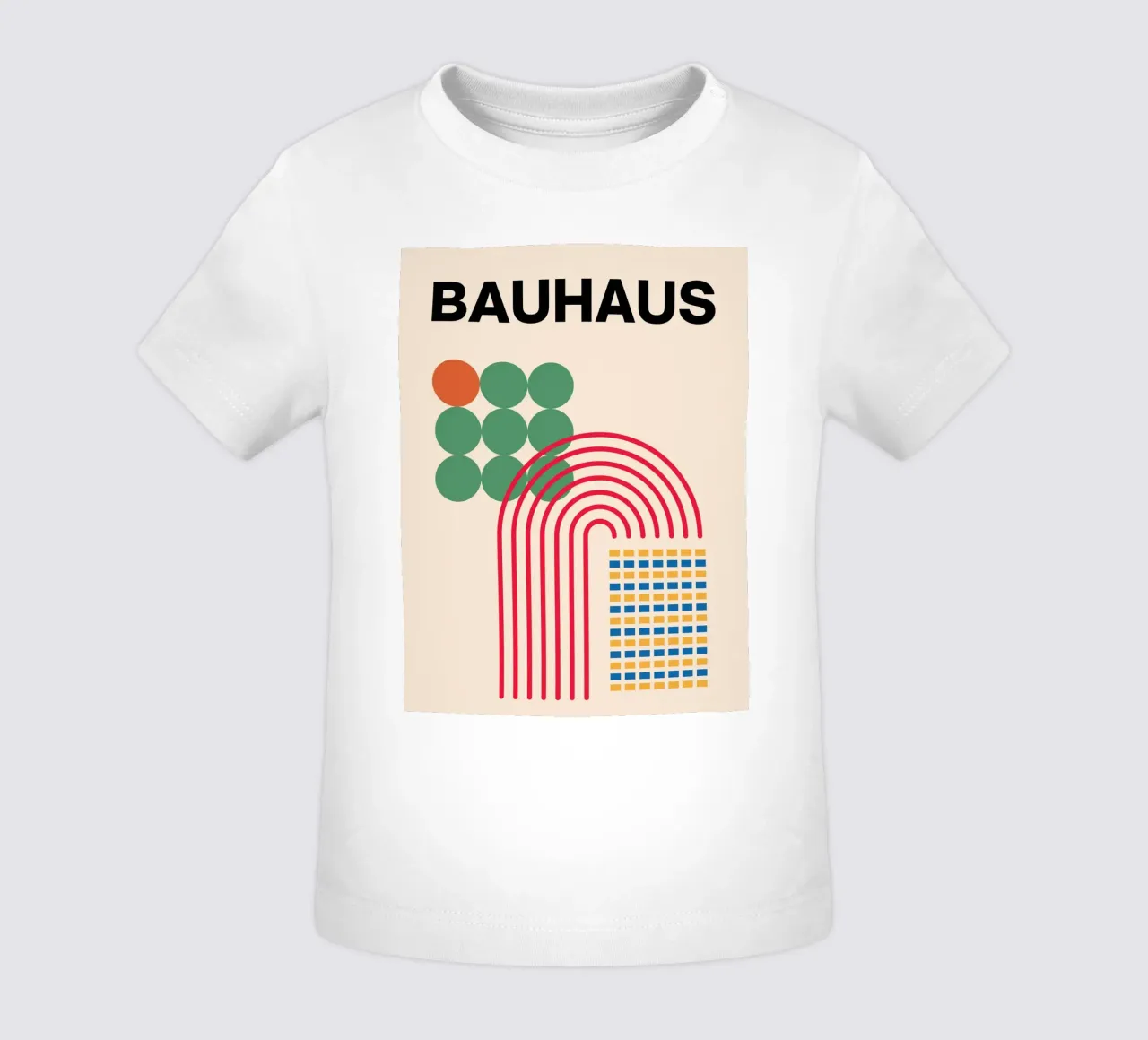 Bauhaus Poster - Grid design with circles and arcs baby t-shirt by Casa Calm