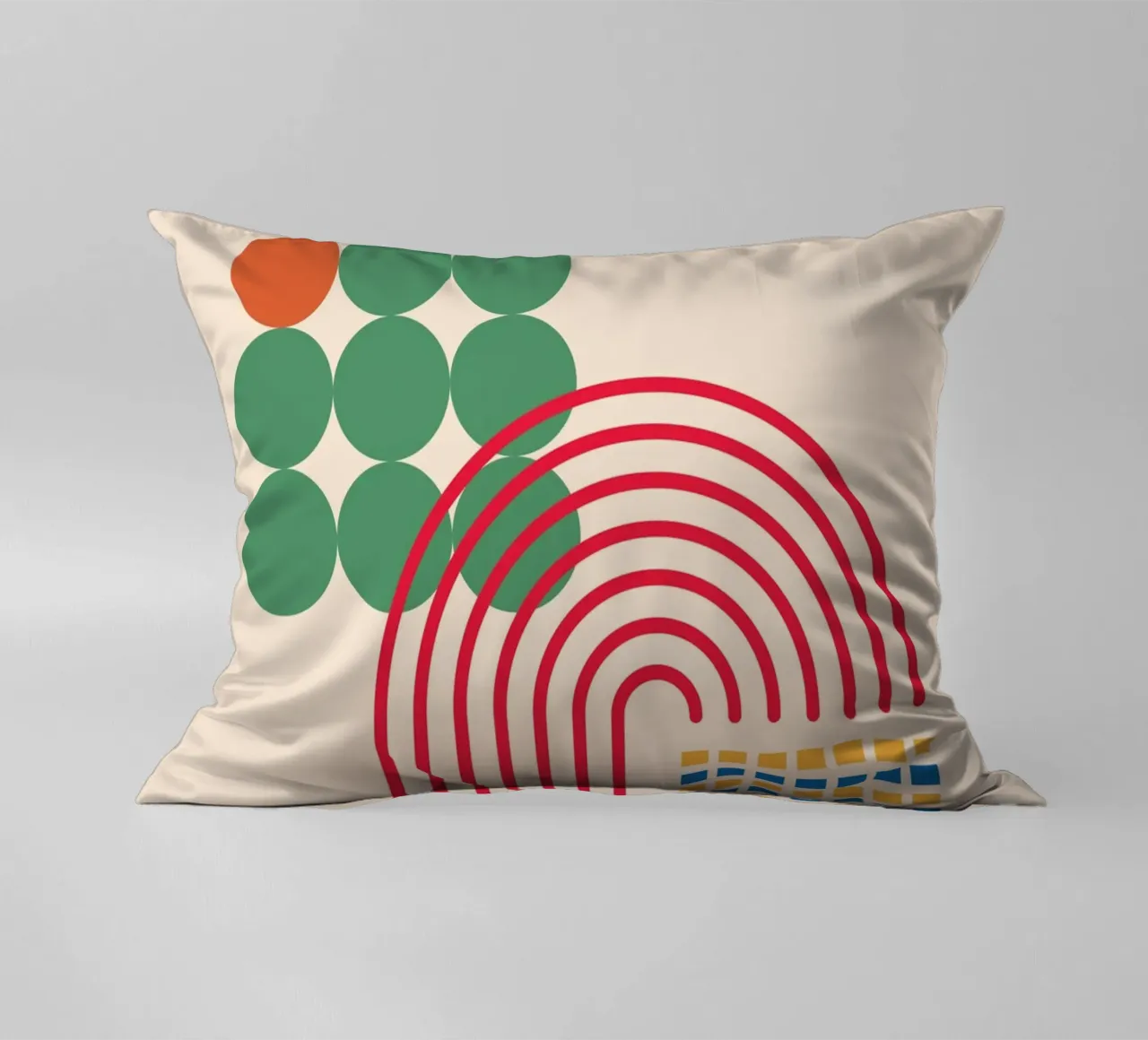 Bauhaus Poster - Grid design with circles and arcs decorative cushion by Casa Calm