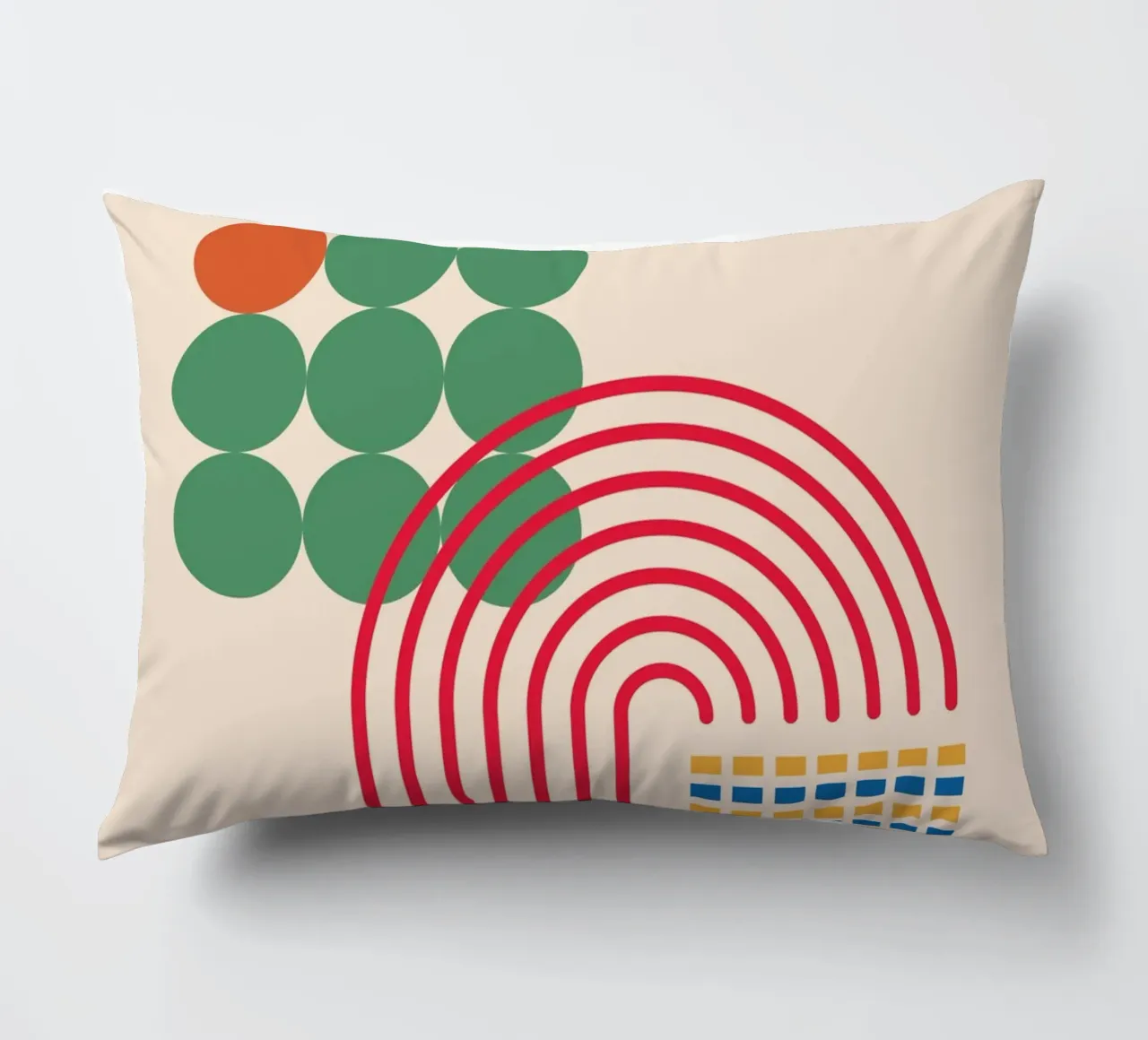 Bauhaus Poster - Grid design with circles and arcs decorative cushion by Casa Calm