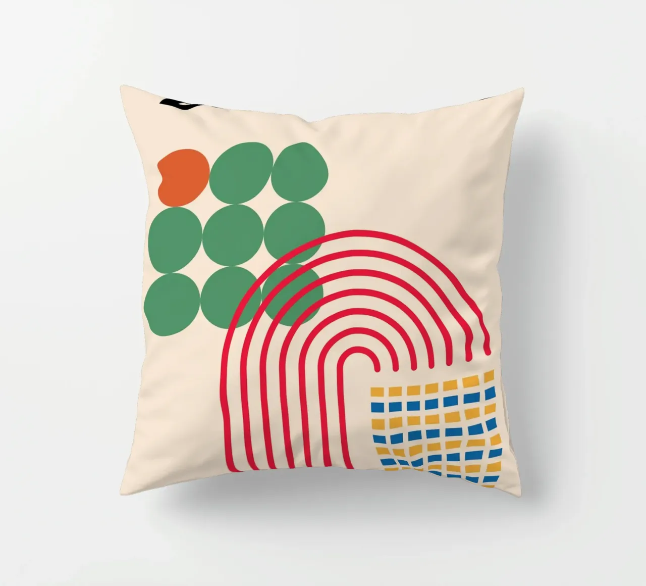 Bauhaus Poster - Grid design with circles and arcs decorative cushion by Casa Calm