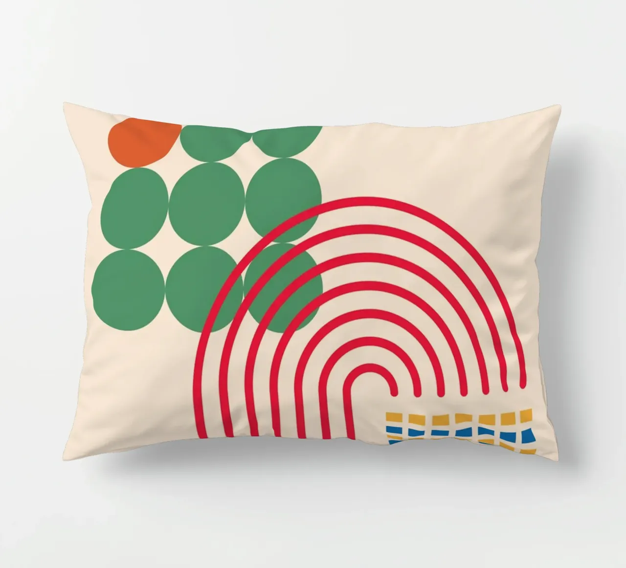 Bauhaus Poster - Grid design with circles and arcs decorative cushion by Casa Calm