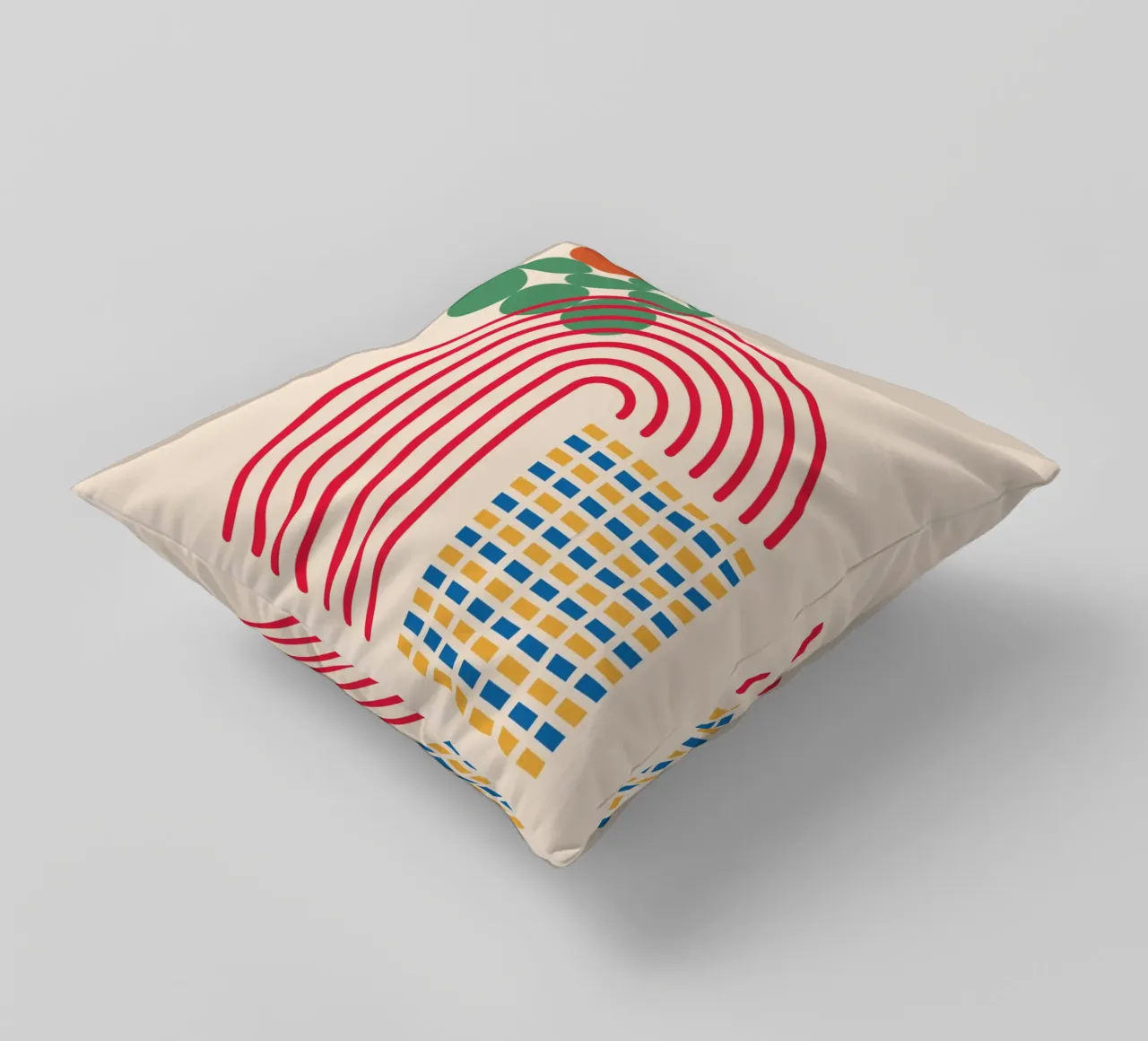 Bauhaus Poster - Grid design with circles and arcs decorative cushion by Casa Calm