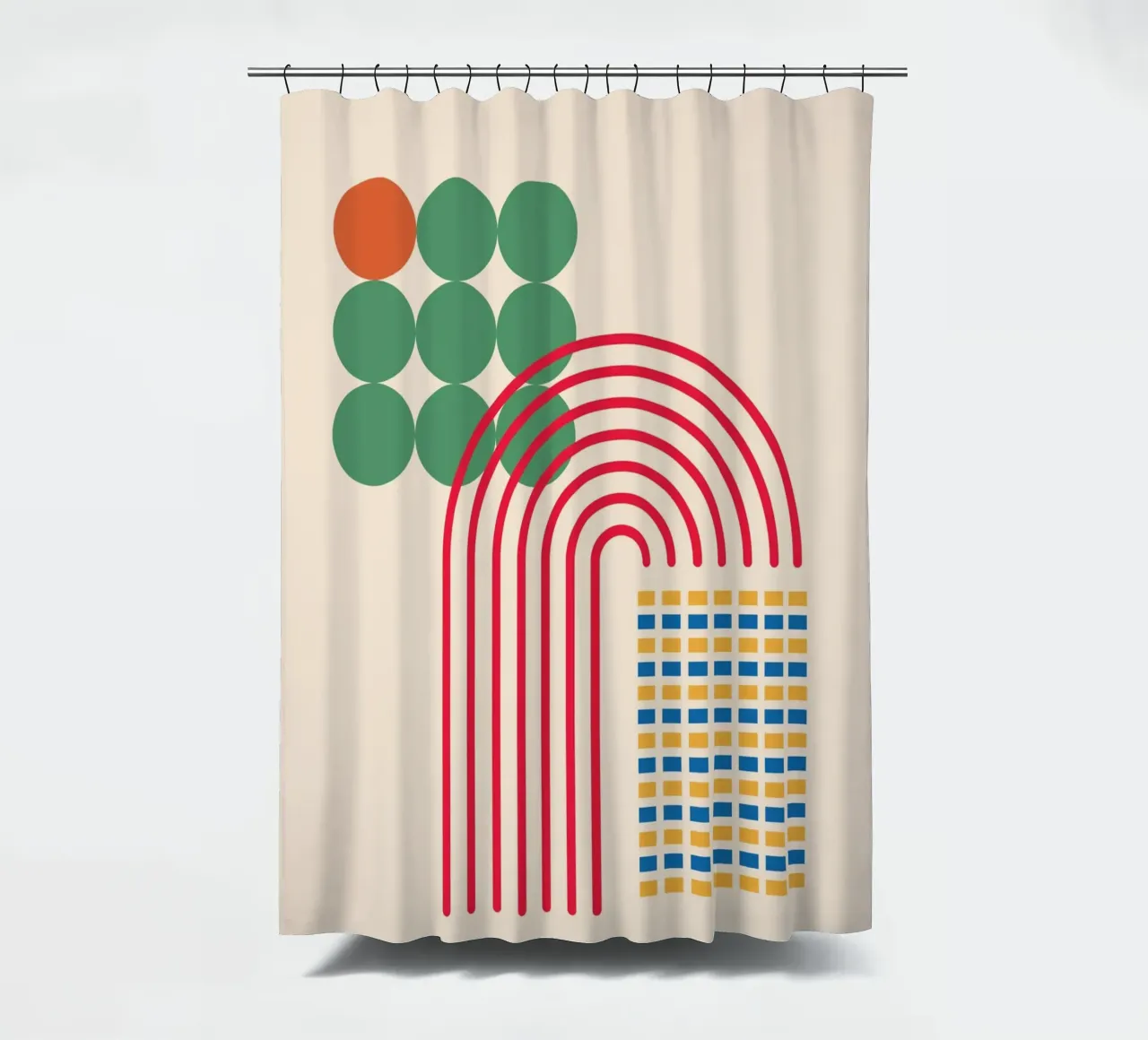 Bauhaus Poster - Grid design with circles and arcs shower curtain by Casa Calm