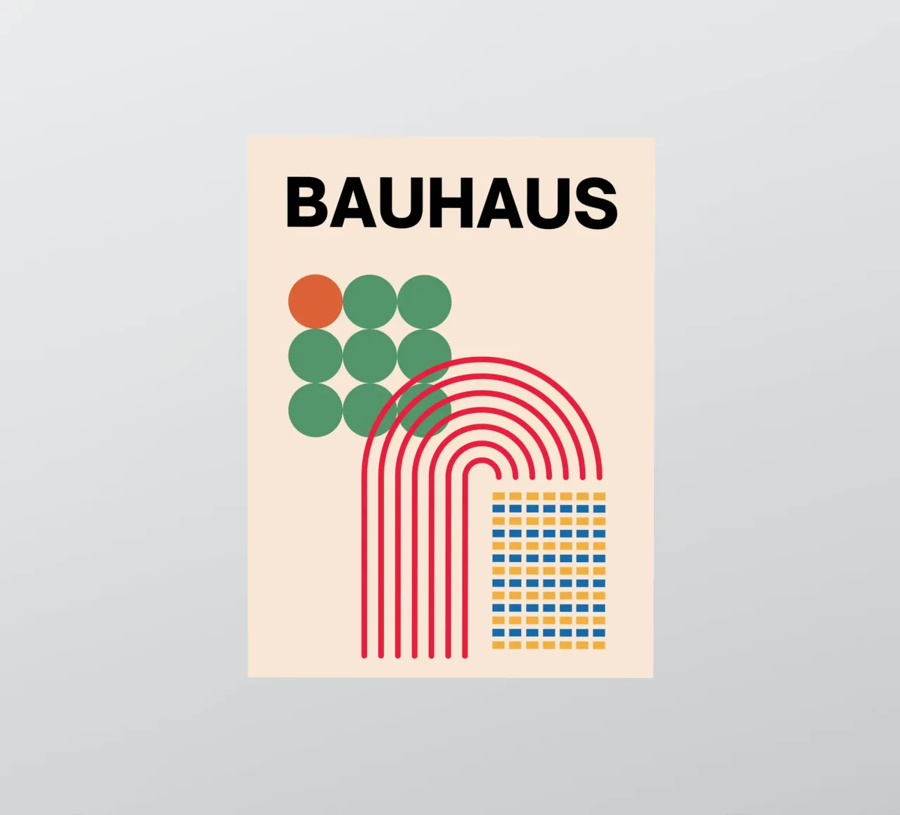 Bauhaus Poster - Grid design with circles and arcs sticker by Casa Calm