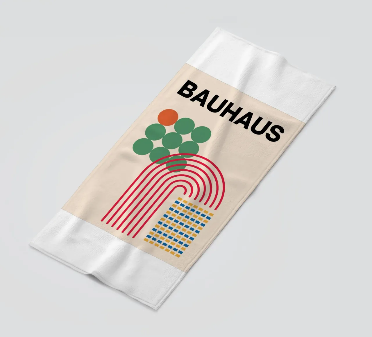 Bauhaus Poster - Grid design with circles and arcs beach towel by Casa Calm