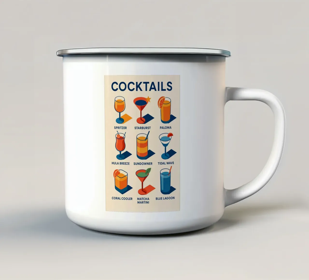 COCKTAILS - Das Meeres- und Sonnenposter zum Schlürfen mit den Augen Emaille Tasse von Boissons - Affiches & posters - Retro