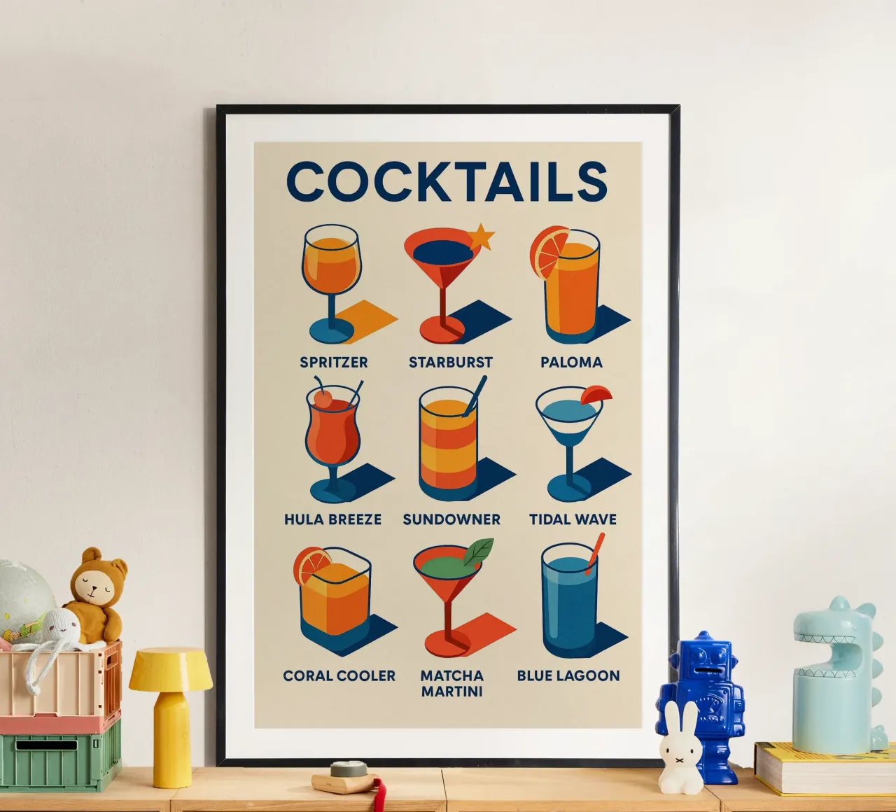 COCKTAILS - The marine and solar poster to sip on with your eyes poster by Boissons - Affiches & posters - Retro