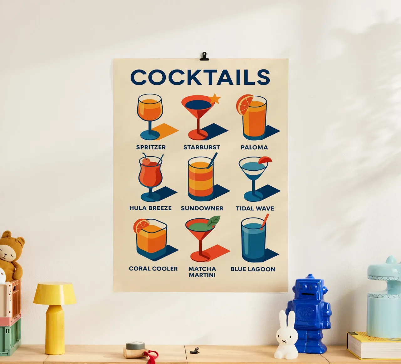 COCKTAILS - The marine and solar poster to sip on with your eyes poster by Boissons - Affiches & posters - Retro