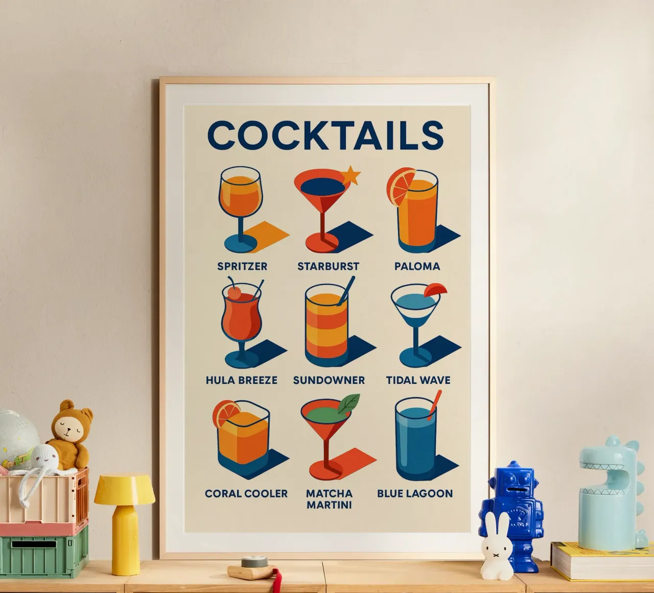 COCKTAILS - The marine and solar poster to sip on with your eyes poster by Boissons - Affiches & posters - Retro