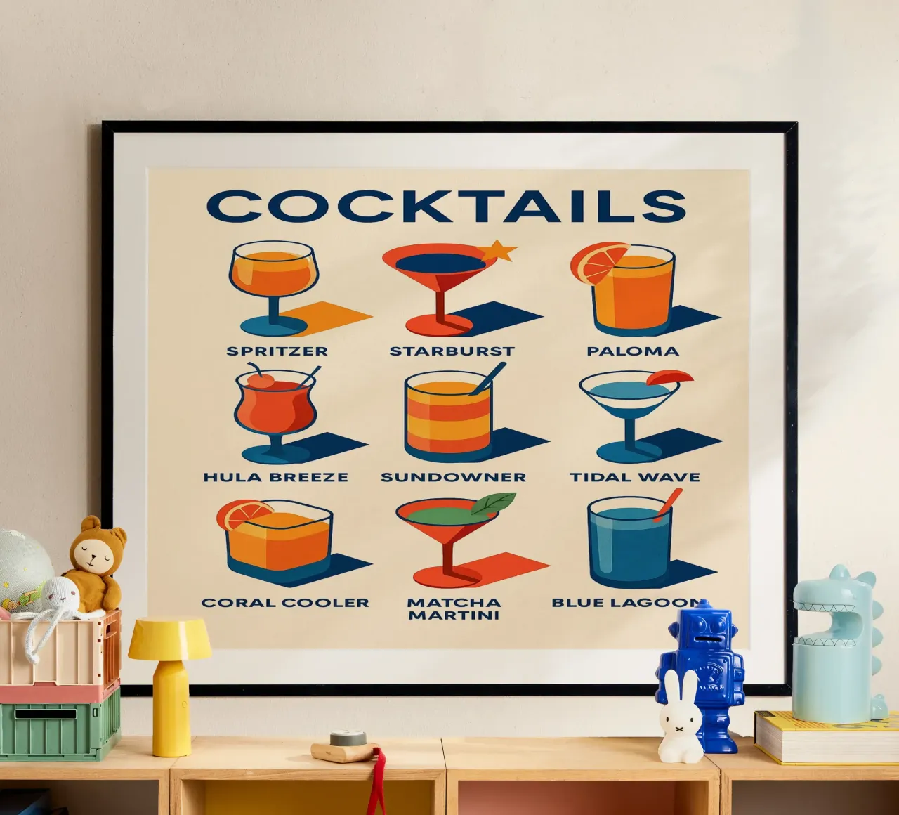 COCKTAILS - The marine and solar poster to sip on with your eyes poster by Boissons - Affiches & posters - Retro