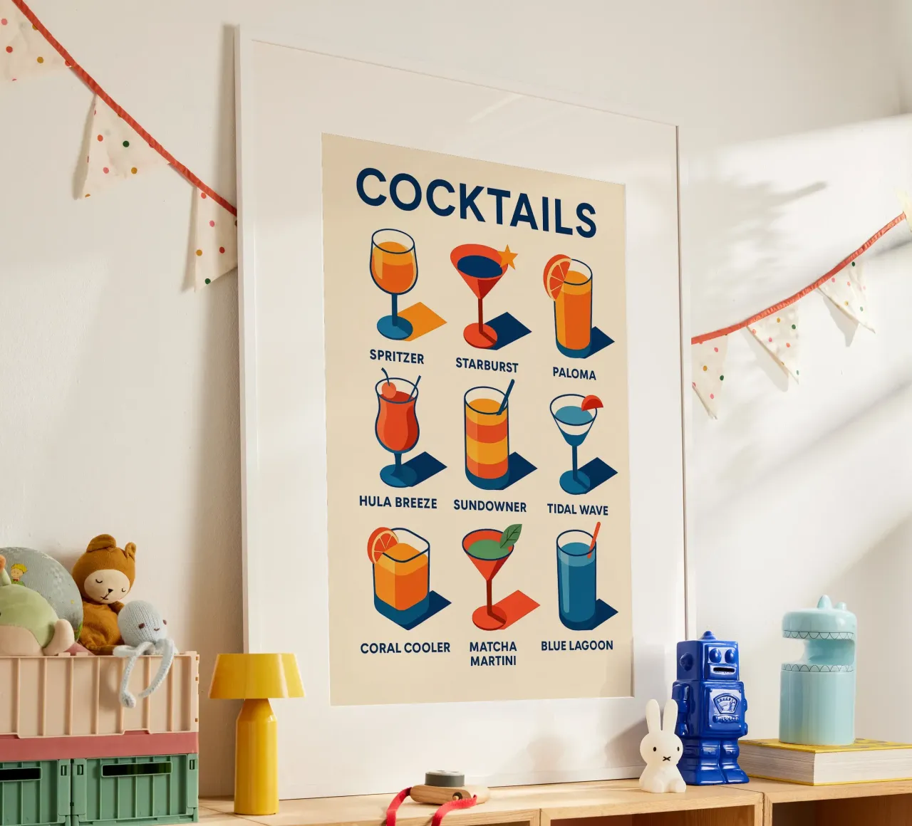 COCKTAILS - The marine and solar poster to sip on with your eyes poster by Boissons - Affiches & posters - Retro