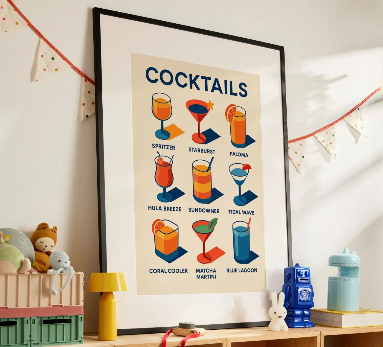 COCKTAILS - The marine and solar poster to sip on with your eyes poster by Boissons - Affiches & posters - Retro