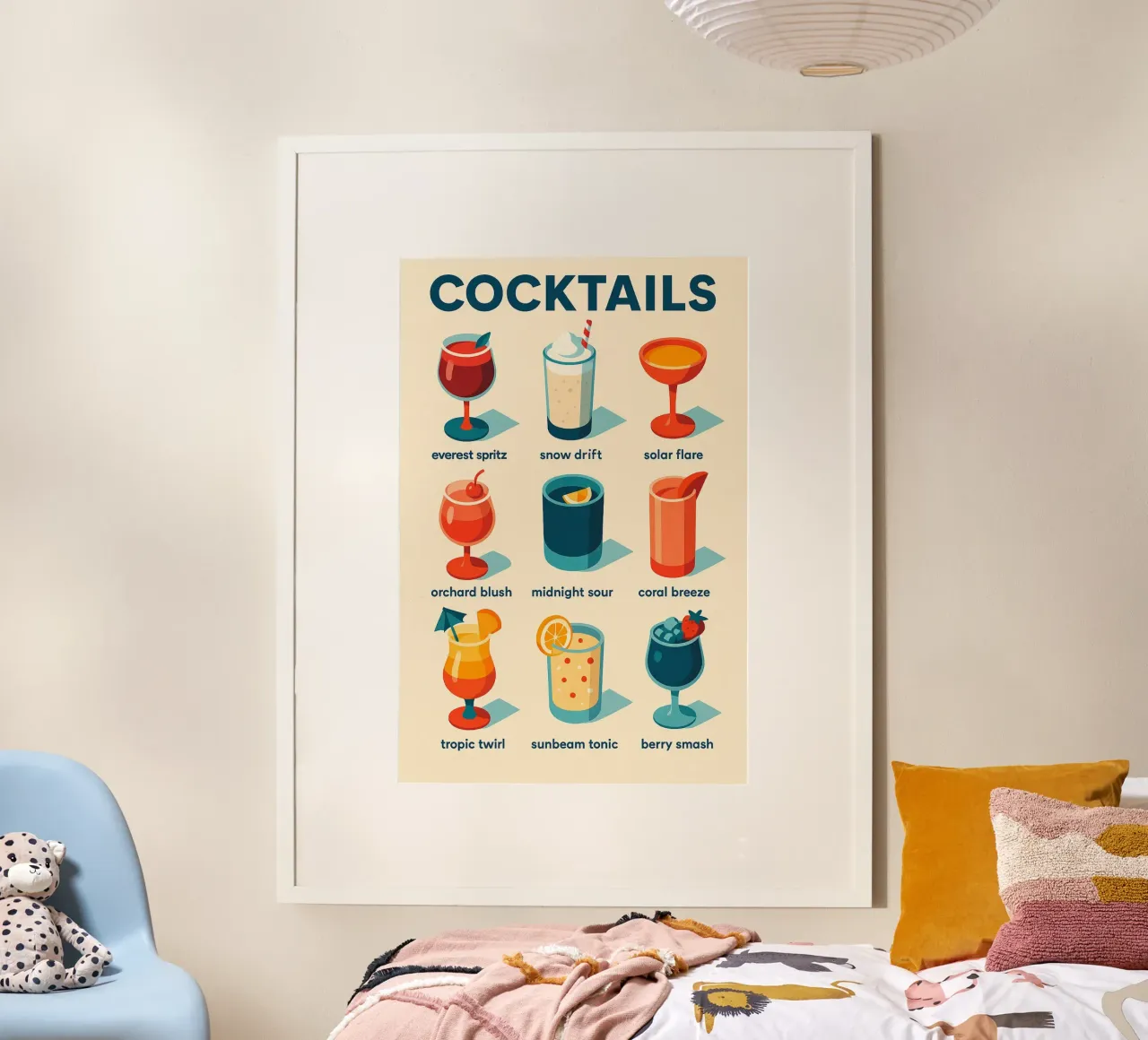 COCKTAILS - Das Plakat mit den Klimaaromen Poster mit Kunststoffrahmen von Boissons - Affiches & posters - Retro