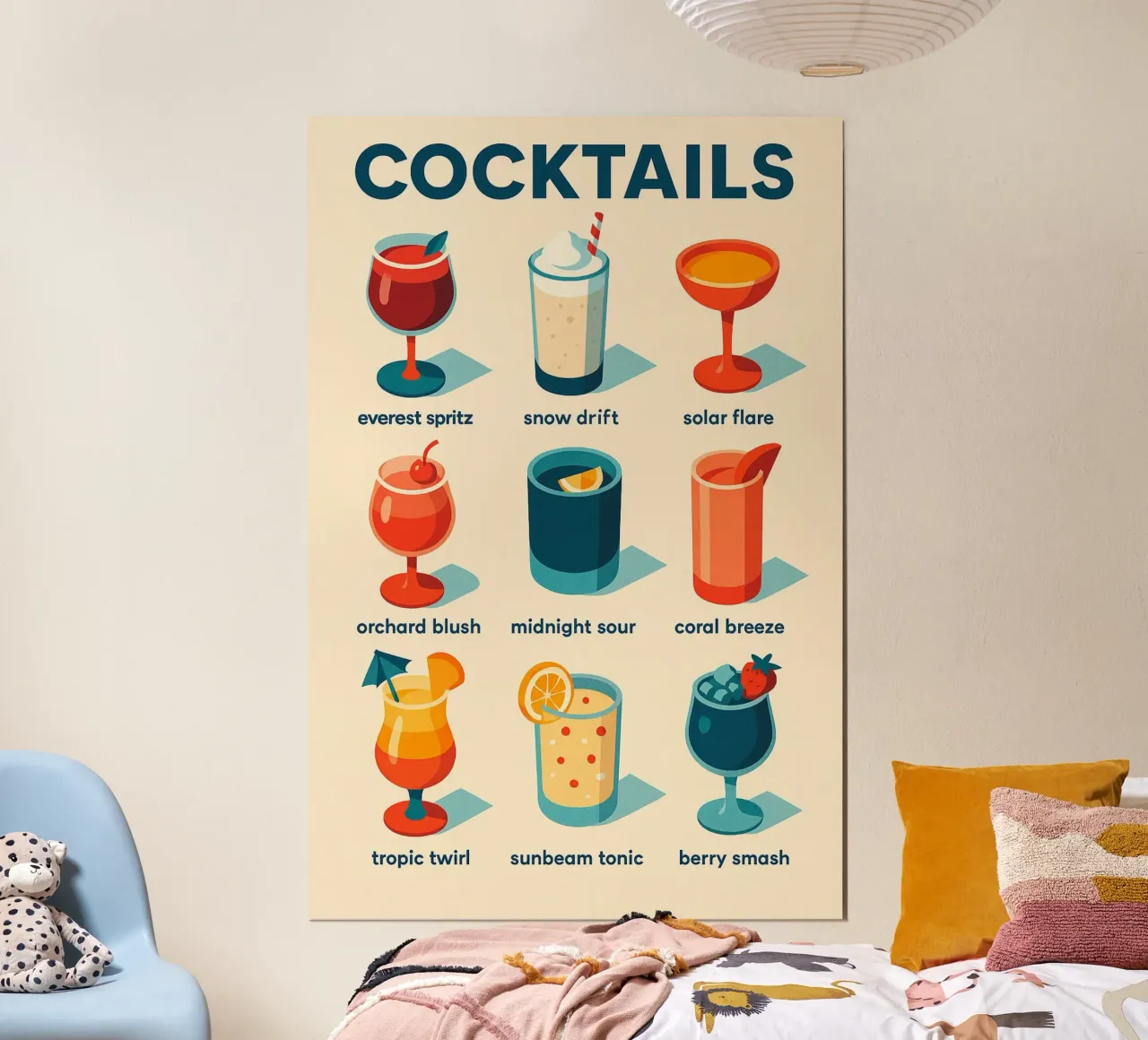 COCKTAILS - Das Plakat mit den Klimaaromen Poster mit Kunststoffrahmen von Boissons - Affiches & posters - Retro