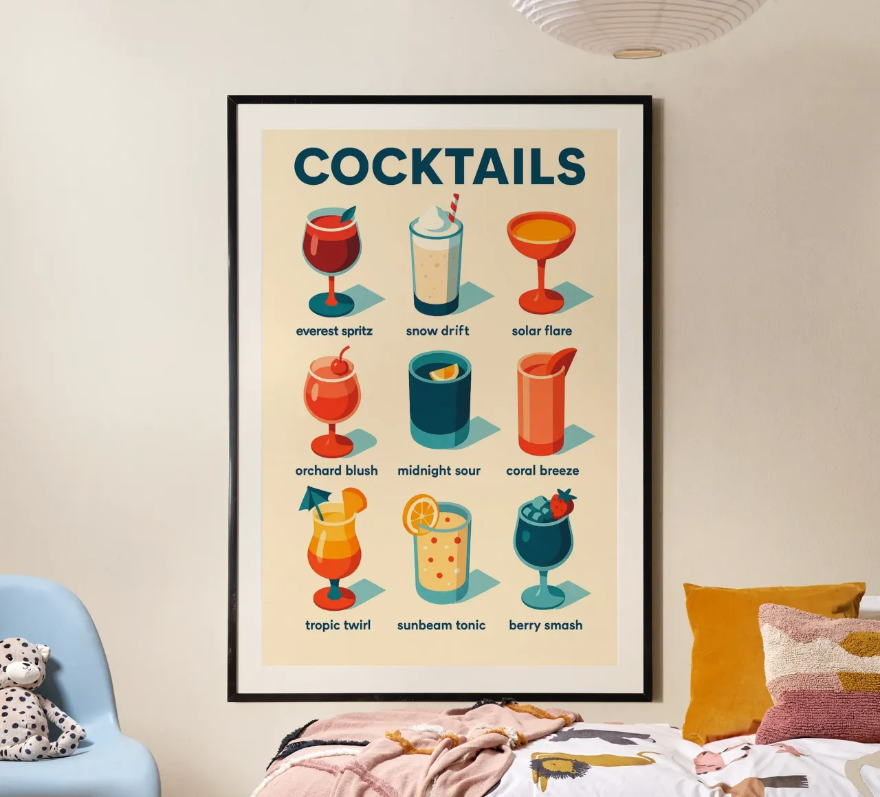COCKTAILS - Das Plakat mit den Klimaaromen Poster mit Kunststoffrahmen von Boissons - Affiches & posters - Retro
