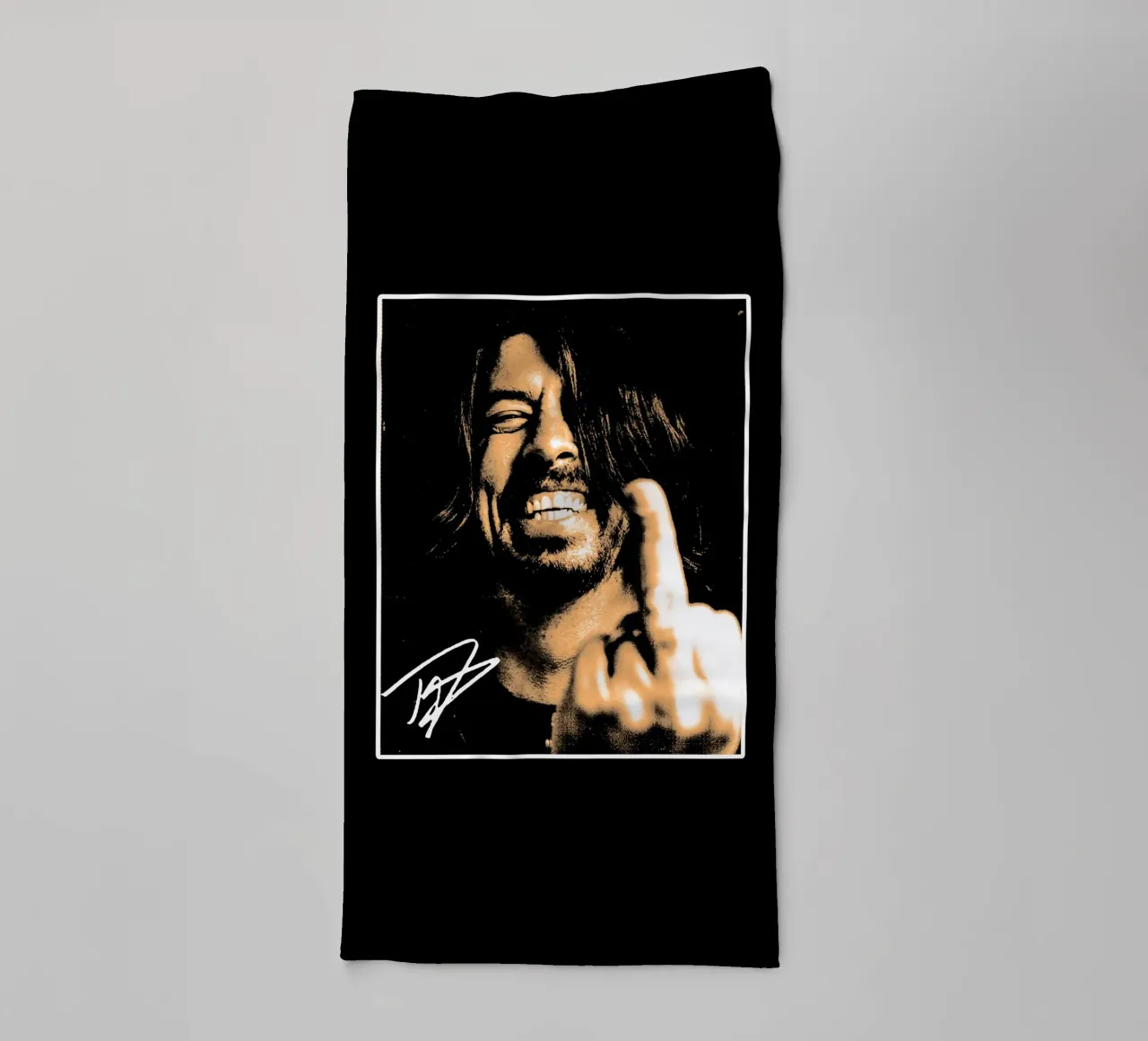 Funny Middle Finger Dave Grohl towel by https://www.juniqe.com/uk/shop/Henndraws