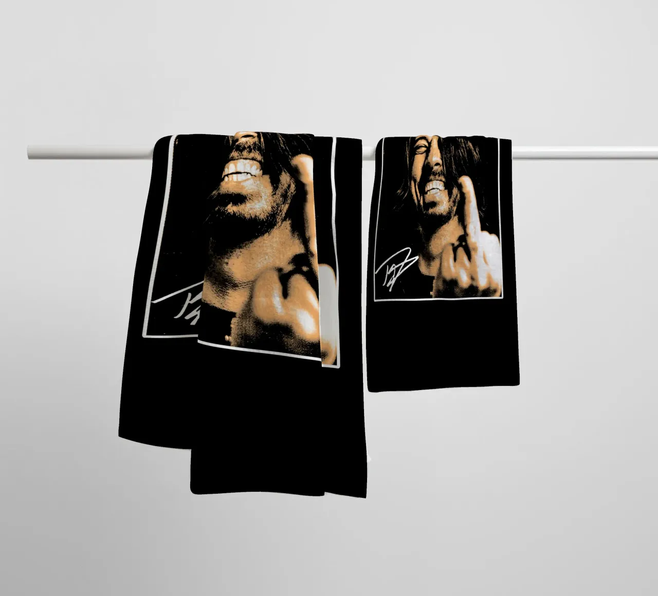 Funny Middle Finger Dave Grohl towel by https://www.juniqe.com/uk/shop/Henndraws