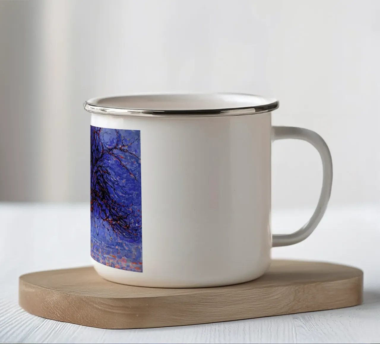 Mondrian - The Red Tree Emaille Tasse von Vintage by JUNIQE