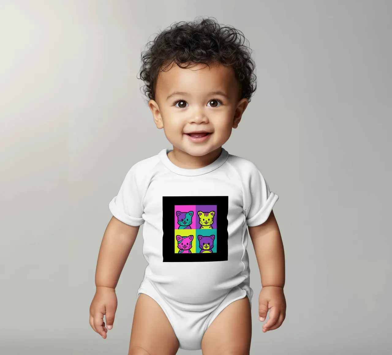Cat Pop Art body neonato maniche corte da Tobe Fonseca