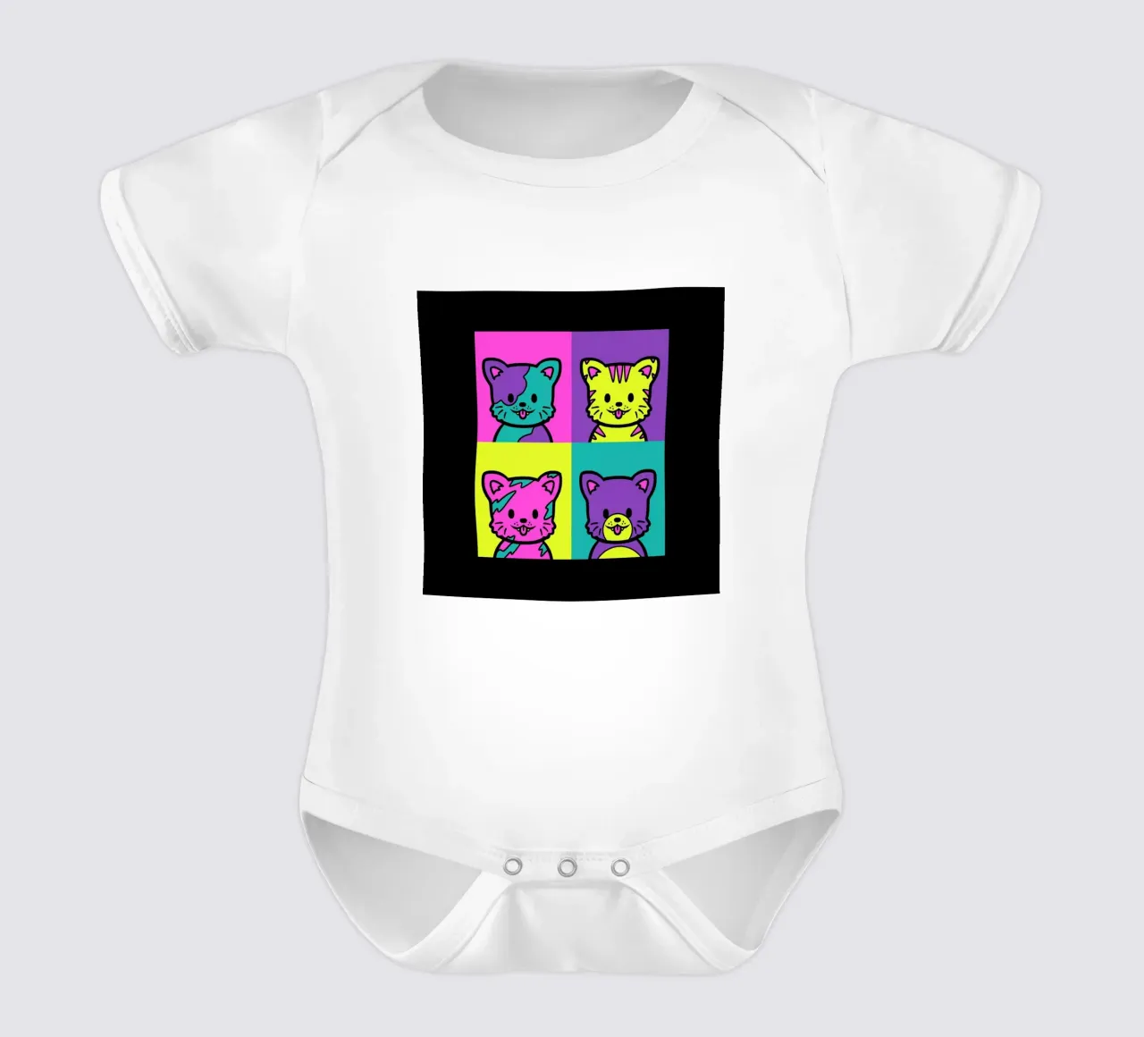 Cat Pop Art body neonato maniche corte da Tobe Fonseca