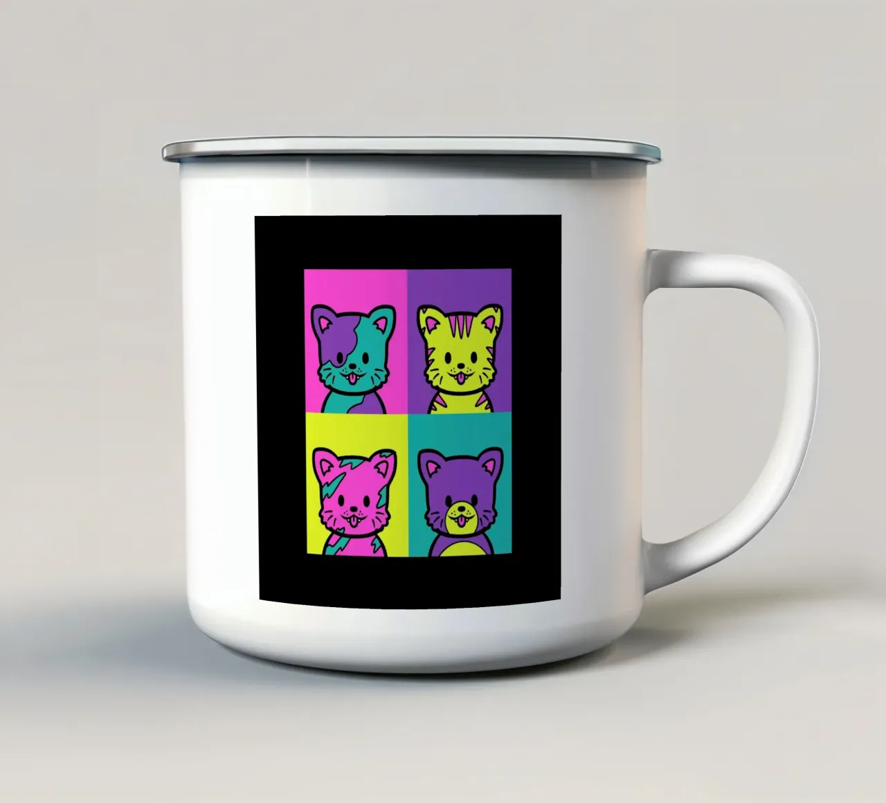 Cat Pop Art tazza in smalto da Tobe Fonseca