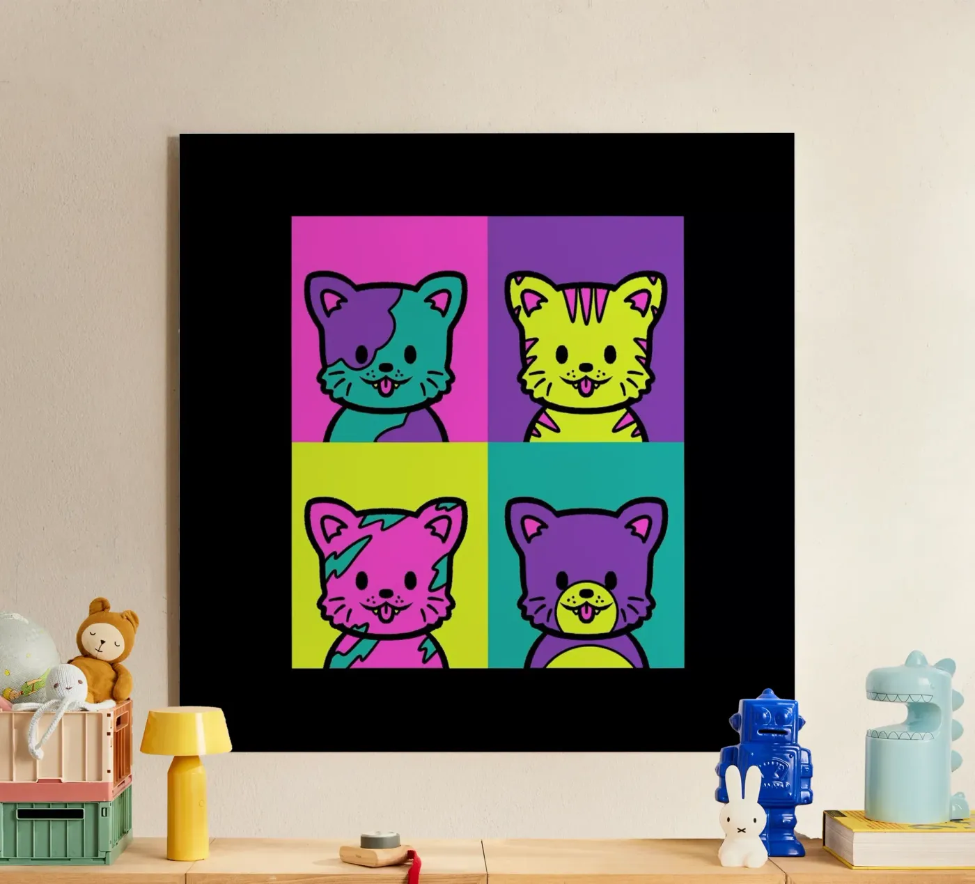 Cat Pop Art plexiglass da Tobe Fonseca